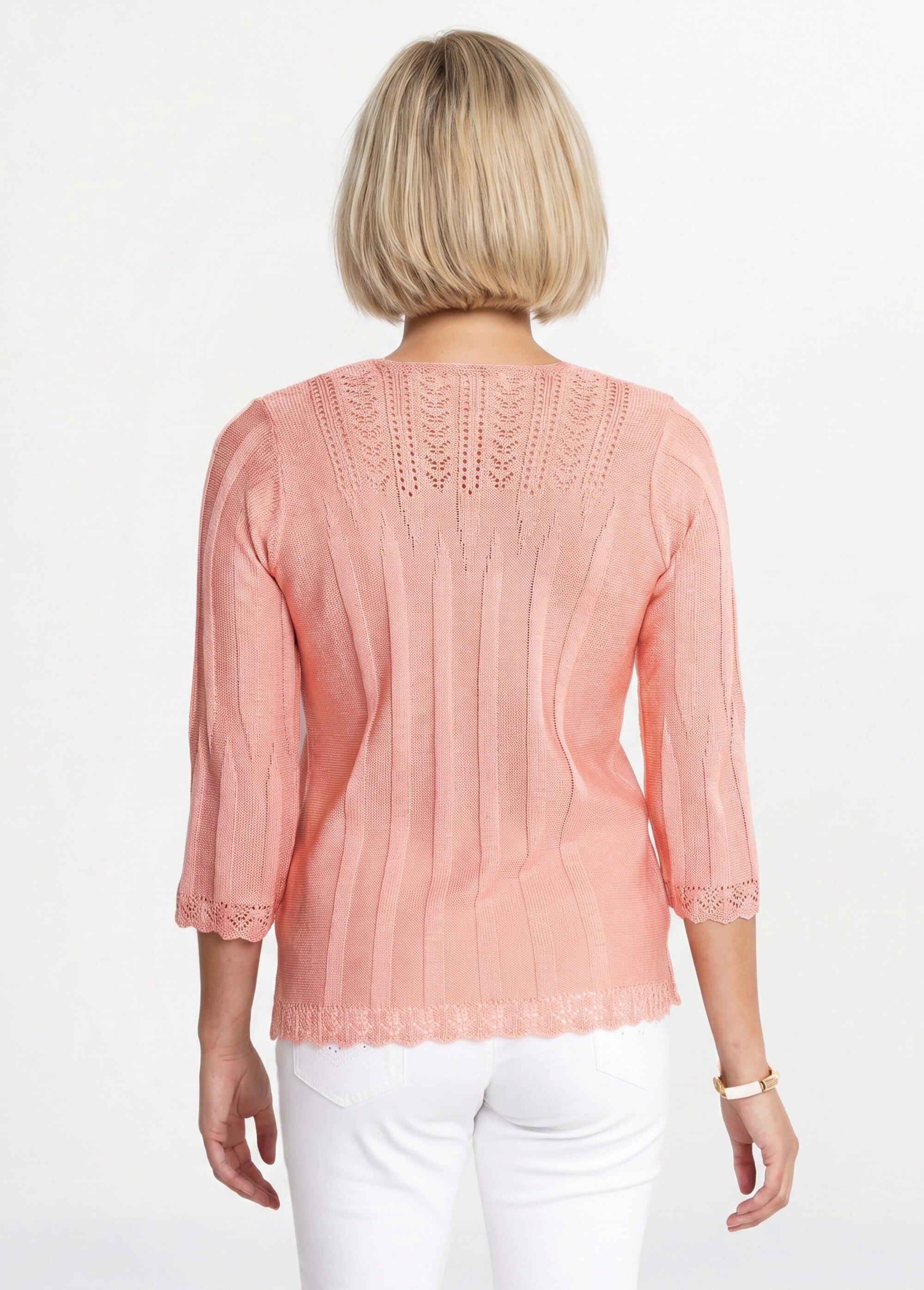 Pull court ajouré col rond Femme Orange MAXENCE DO1
