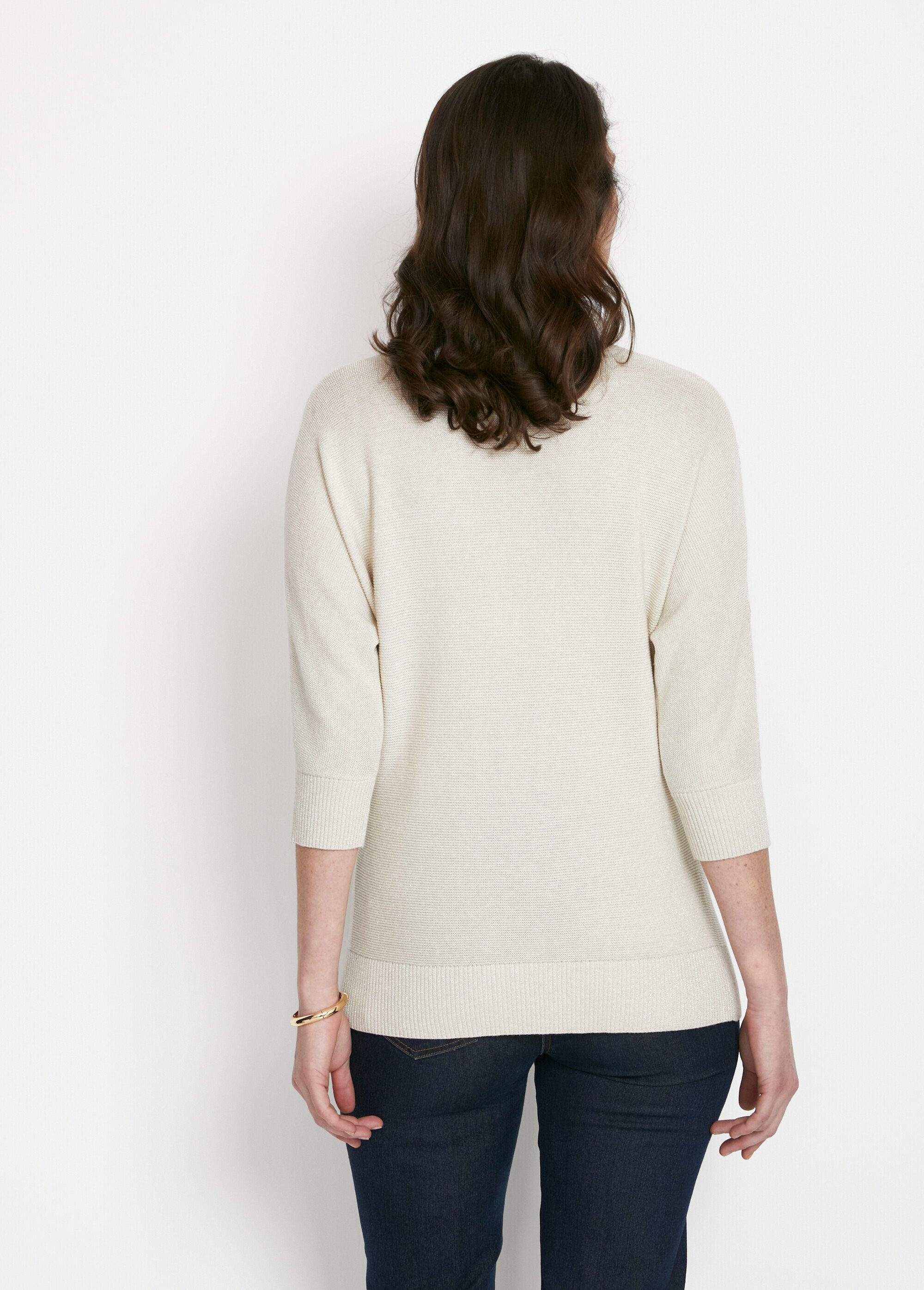 Pull maille brillante fantaisie ajourée