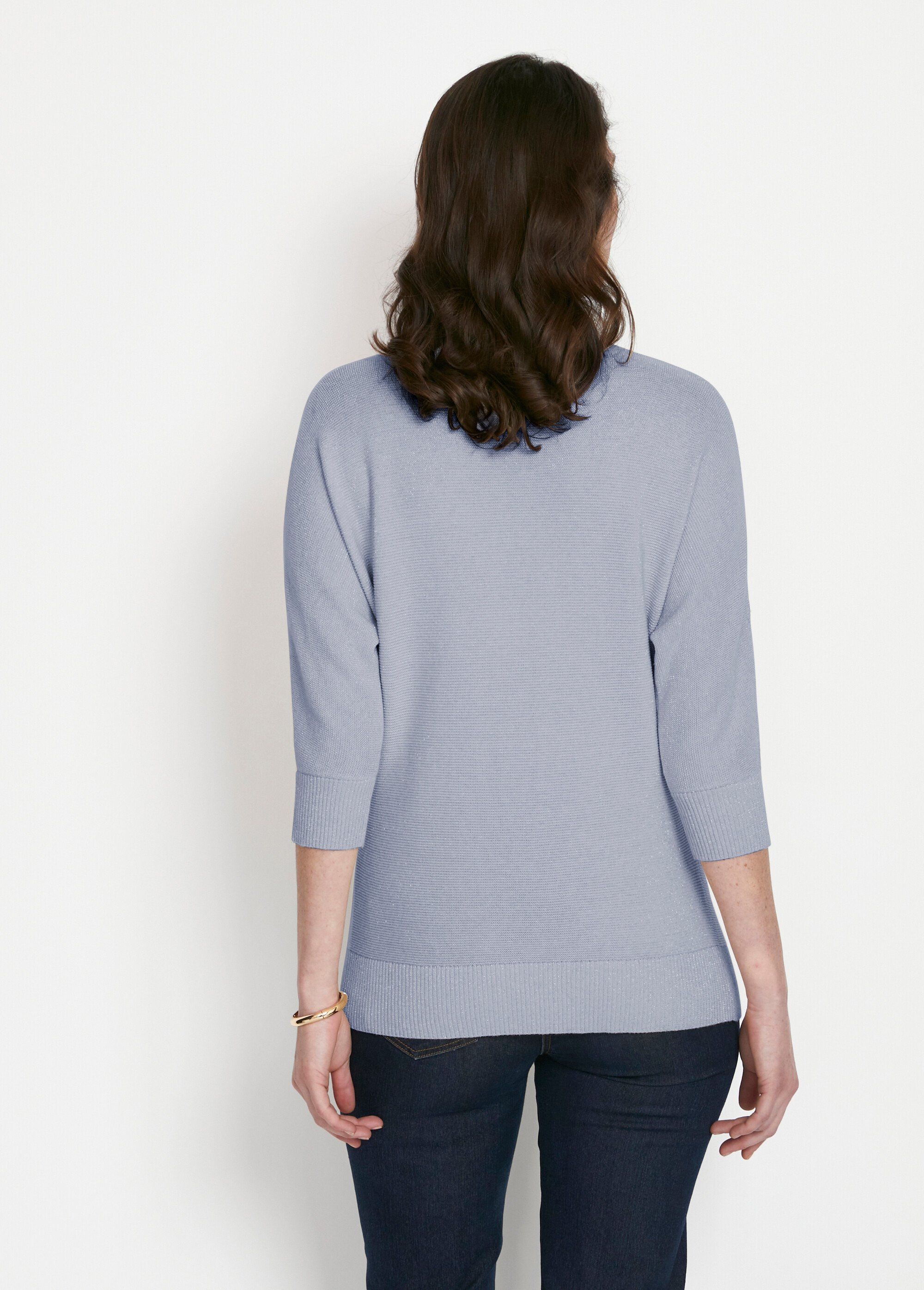 Pull maille brillante fantaisie ajourée