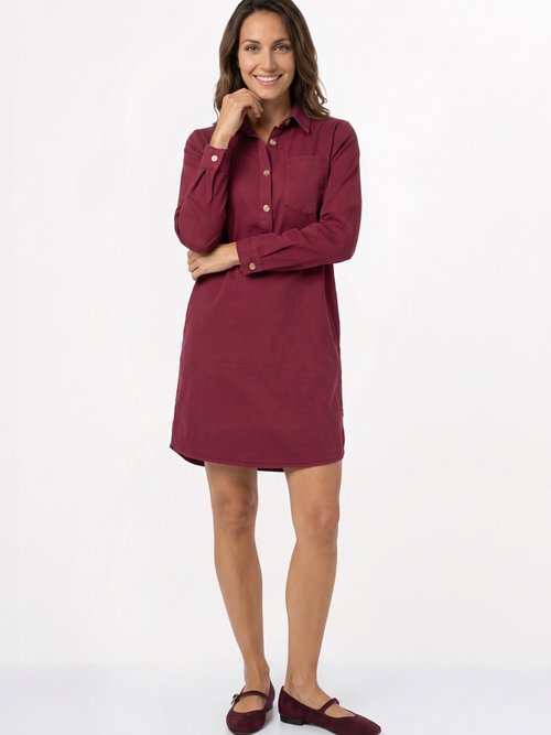 Robe chemisier en toile canvas pur coton Femme Rouge IA-R6918 MV1