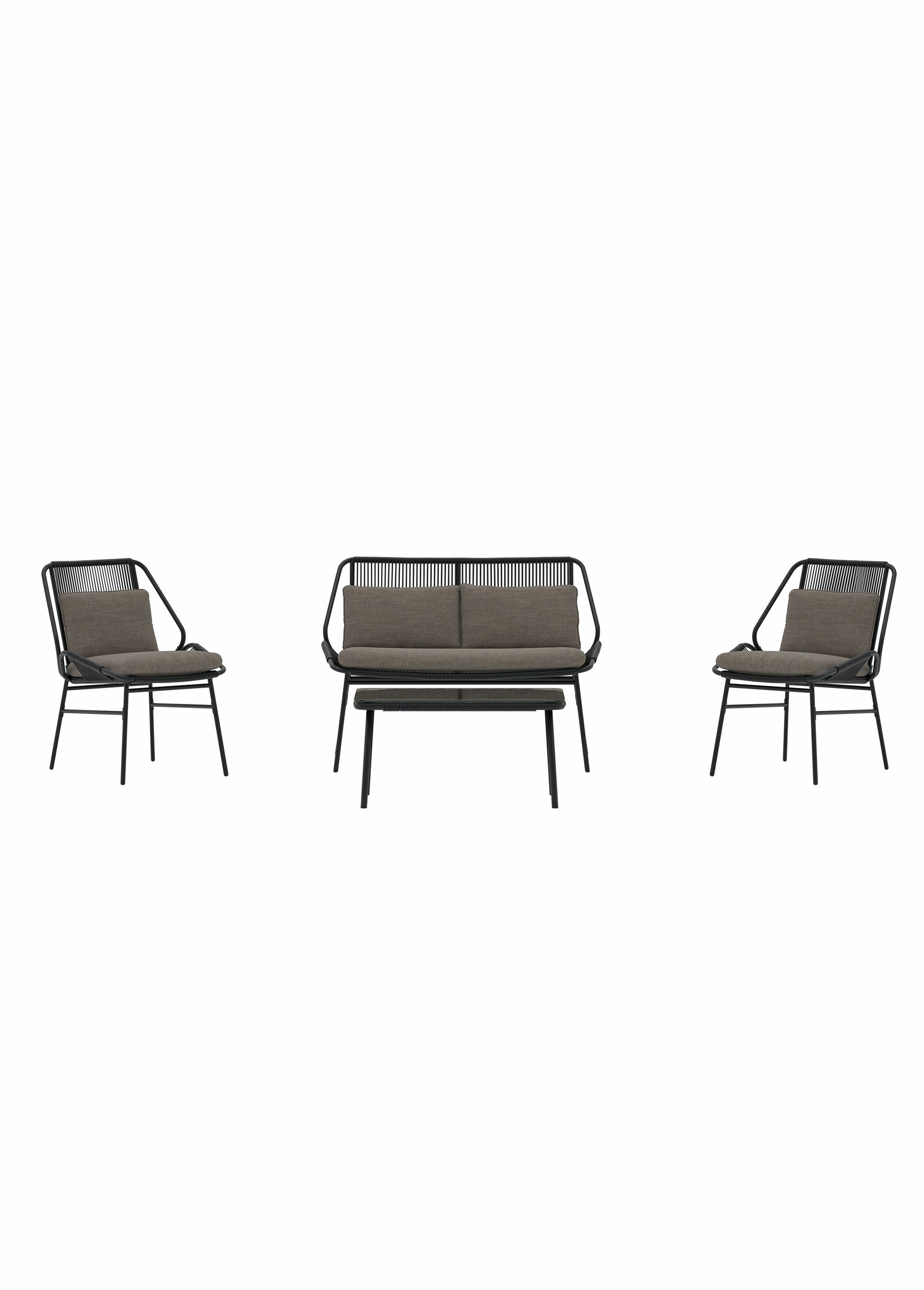 Set Canapé + 2 Fauteuils + Table basse NOIR VEN-9876-100 DE1