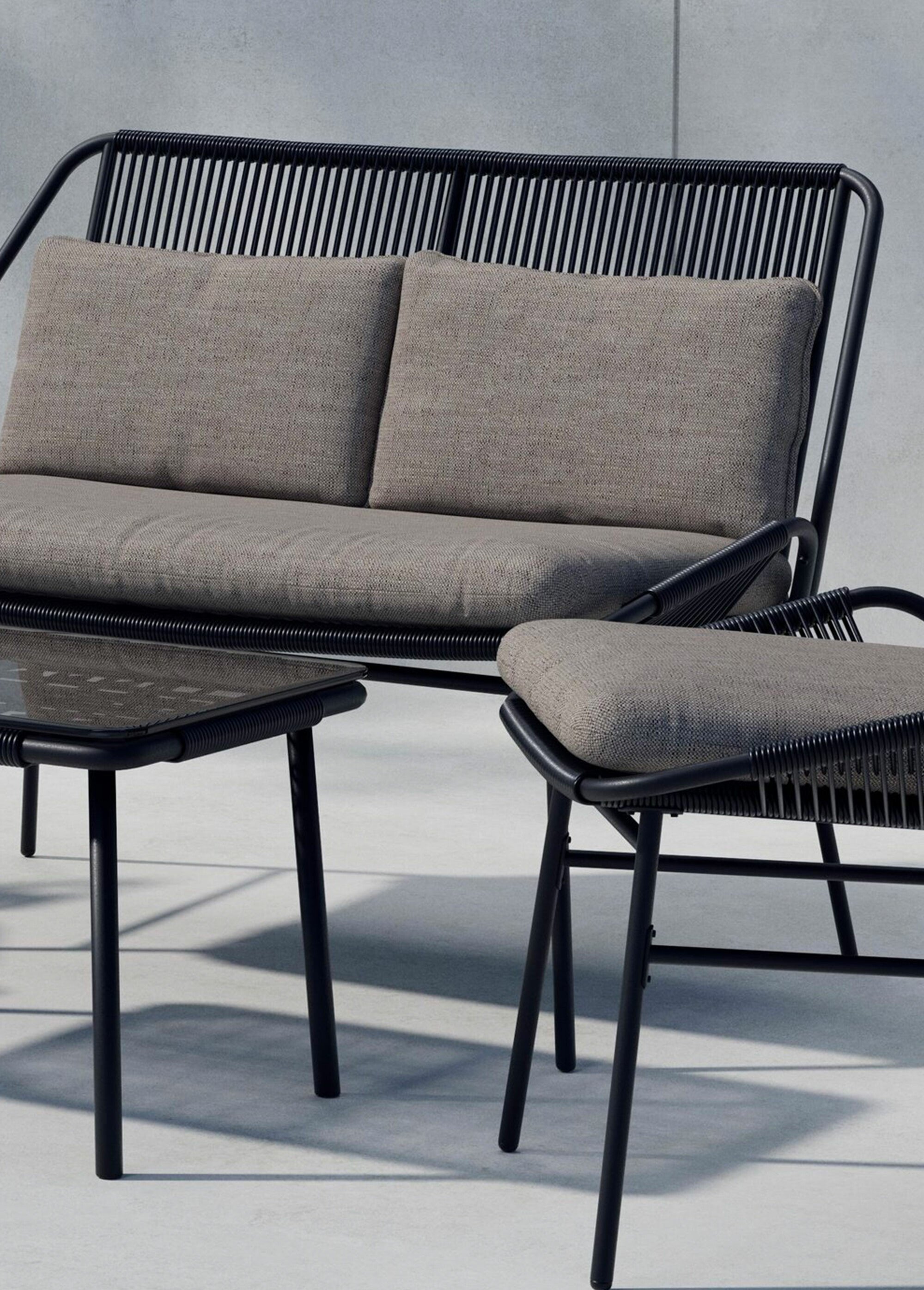 Set Canapé + 2 Fauteuils + Table basse NOIR VEN-9876-100 DE2