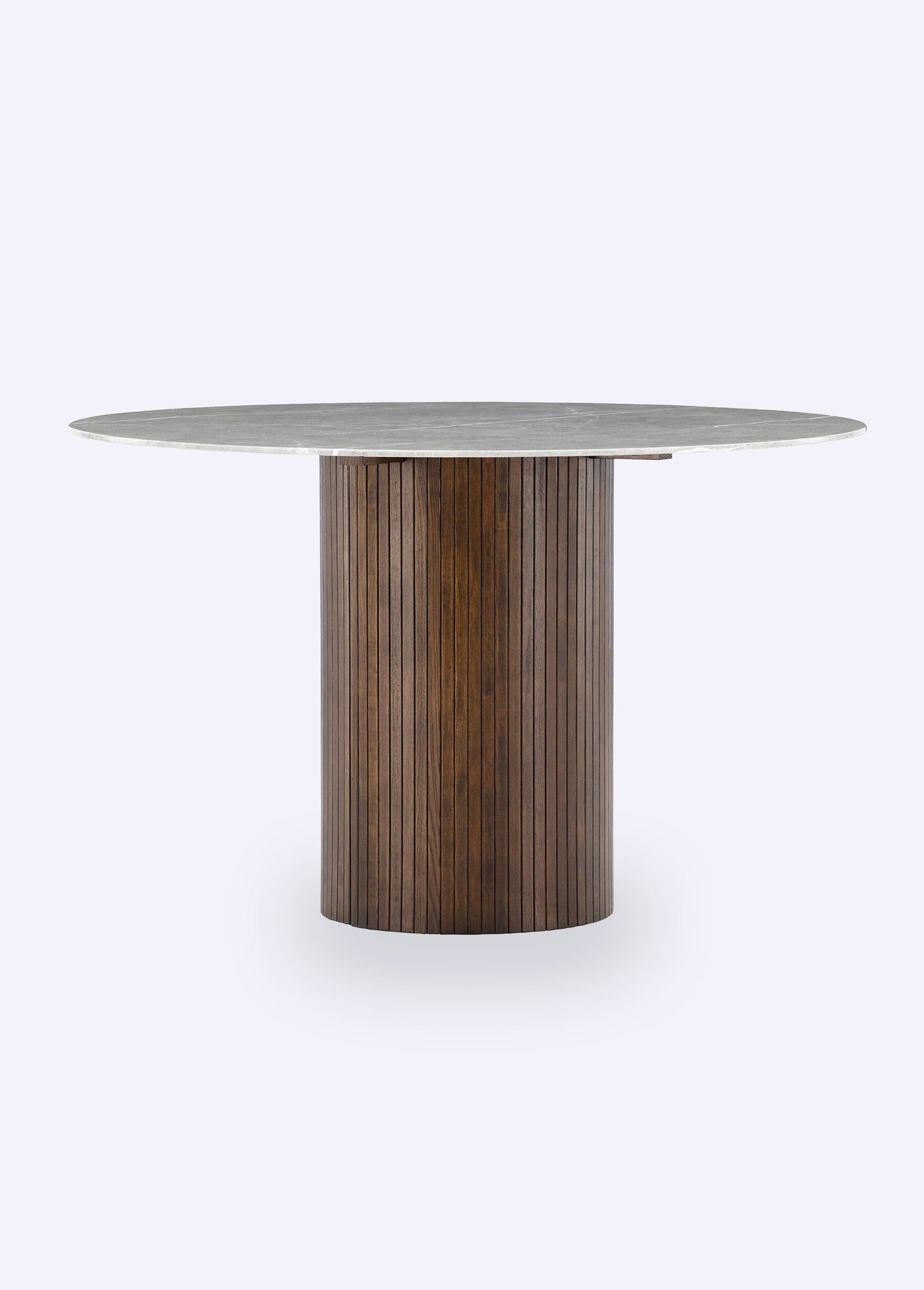 Table à manger, plateau fin et pied rond GRIS MOKA VEN-19996-528 FA1