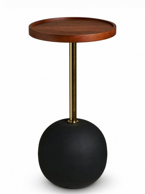 Table d'appoint métal et bois SIRONE BEIGE HN-2151055 FA1
