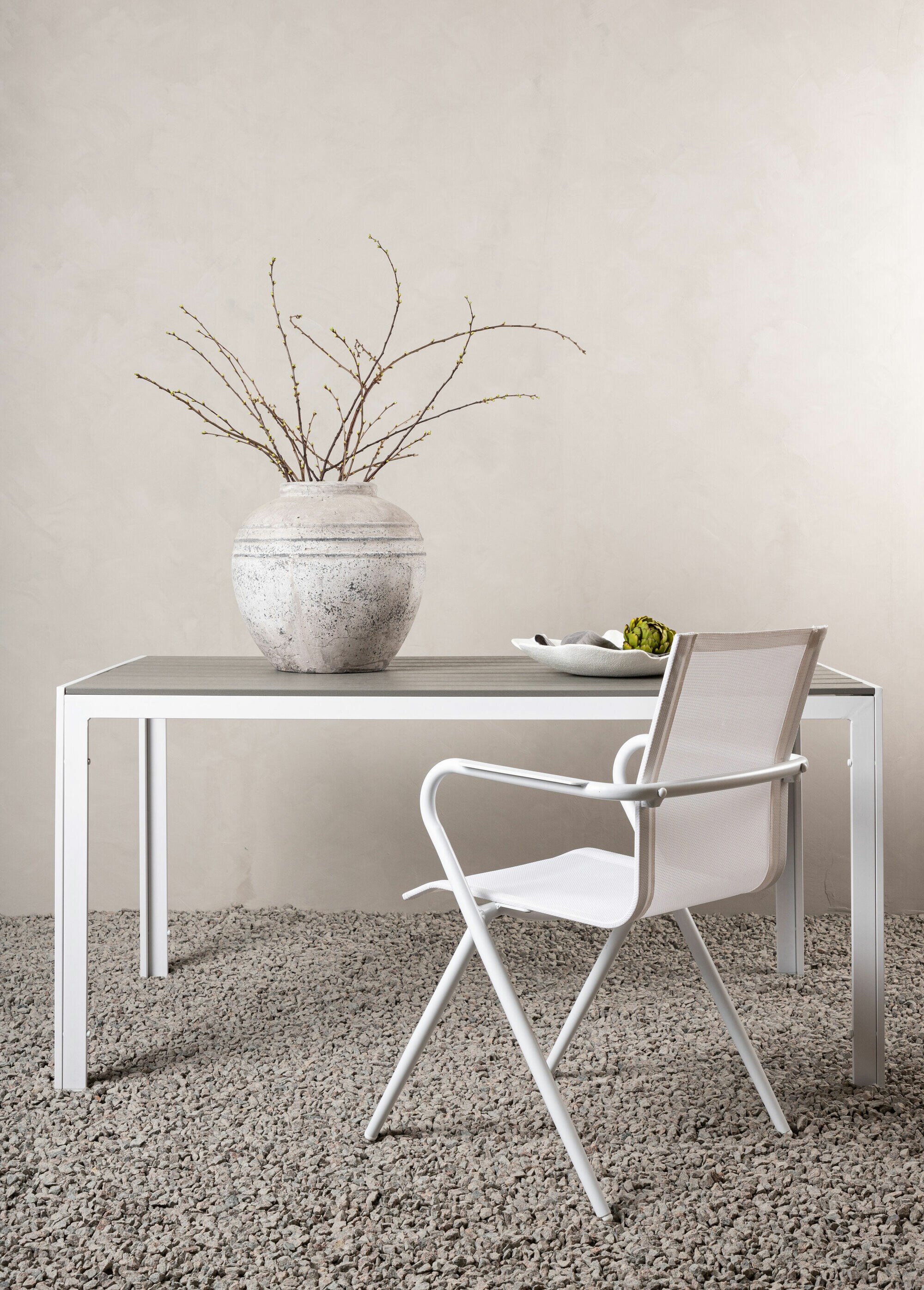 Table jardin 6 pers, alu et façon bois GRIS VEN-1025-400 SI1