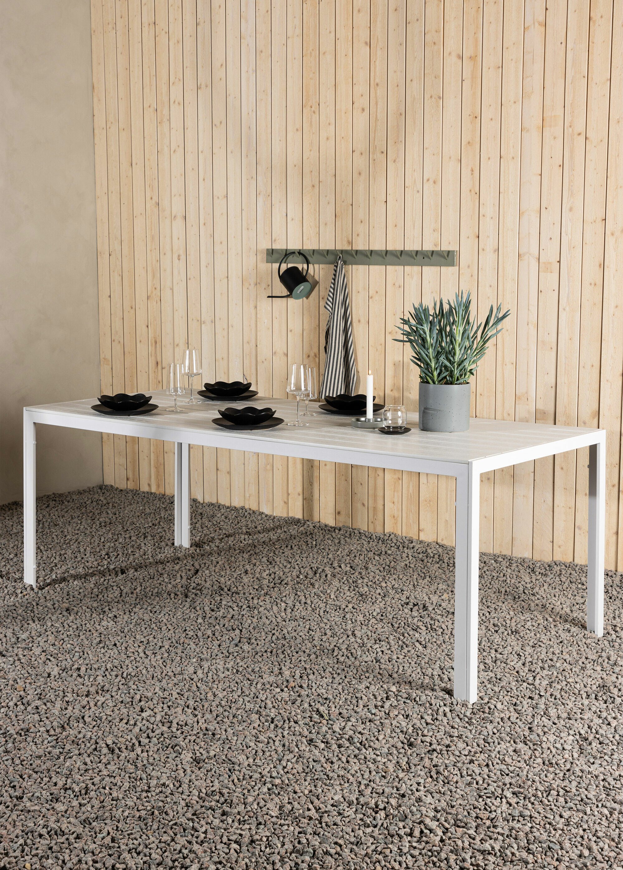Table jardin 8 pers, alu et bois laqué BLANC VEN-1026-101 SI1