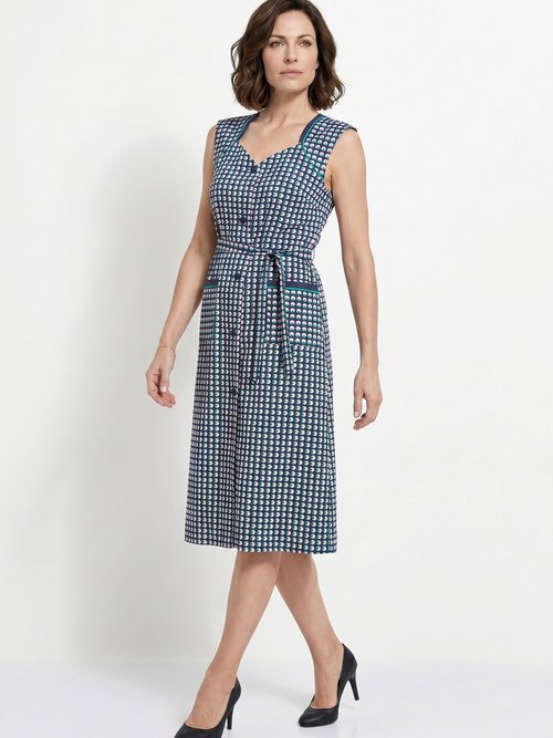 Tablier boutonné sans manches imprimé graphique Femme Vert ADELE MV1