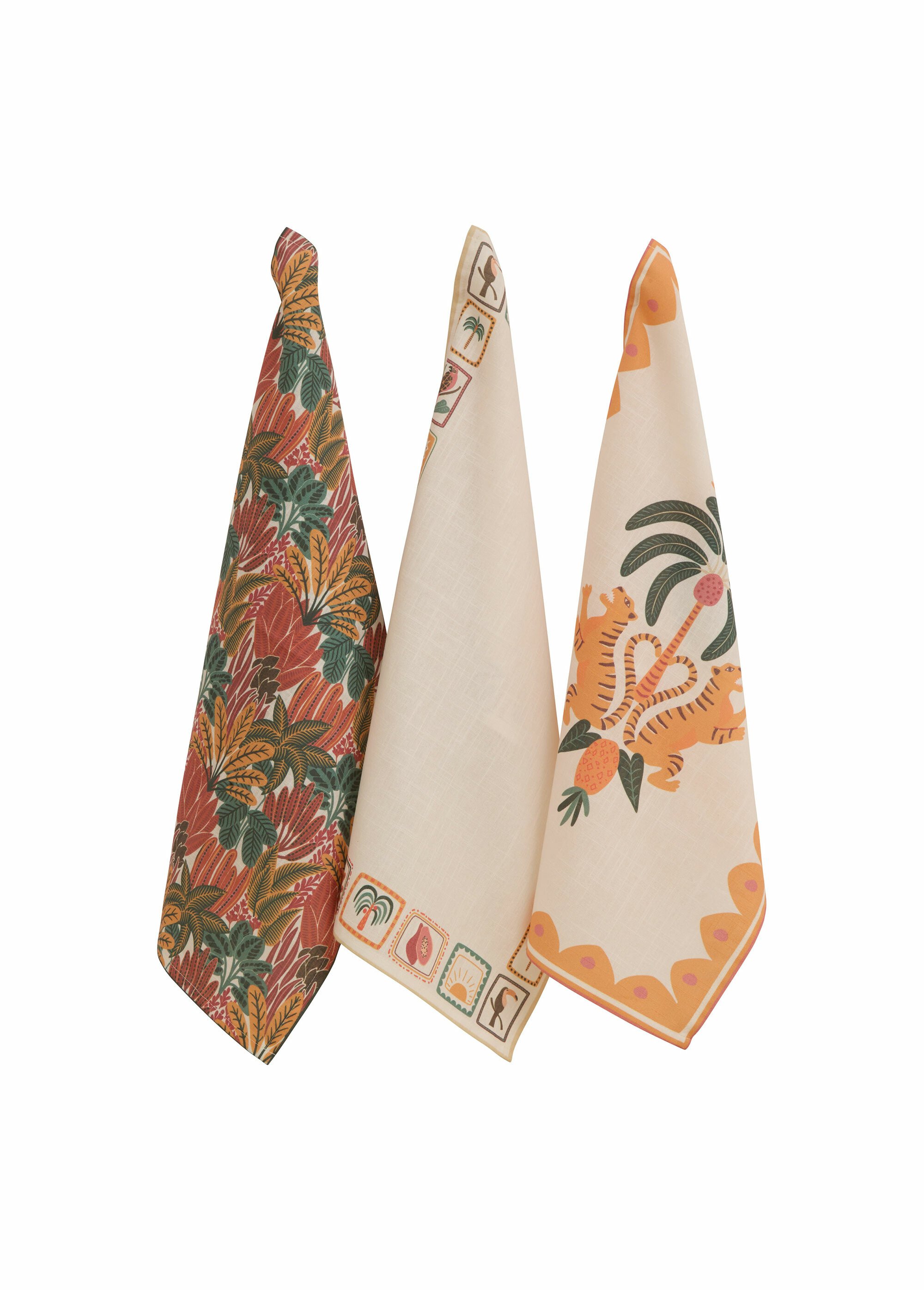 Torchons en coton, motifs jungle MULTICOLORE JJA-215371C FA1