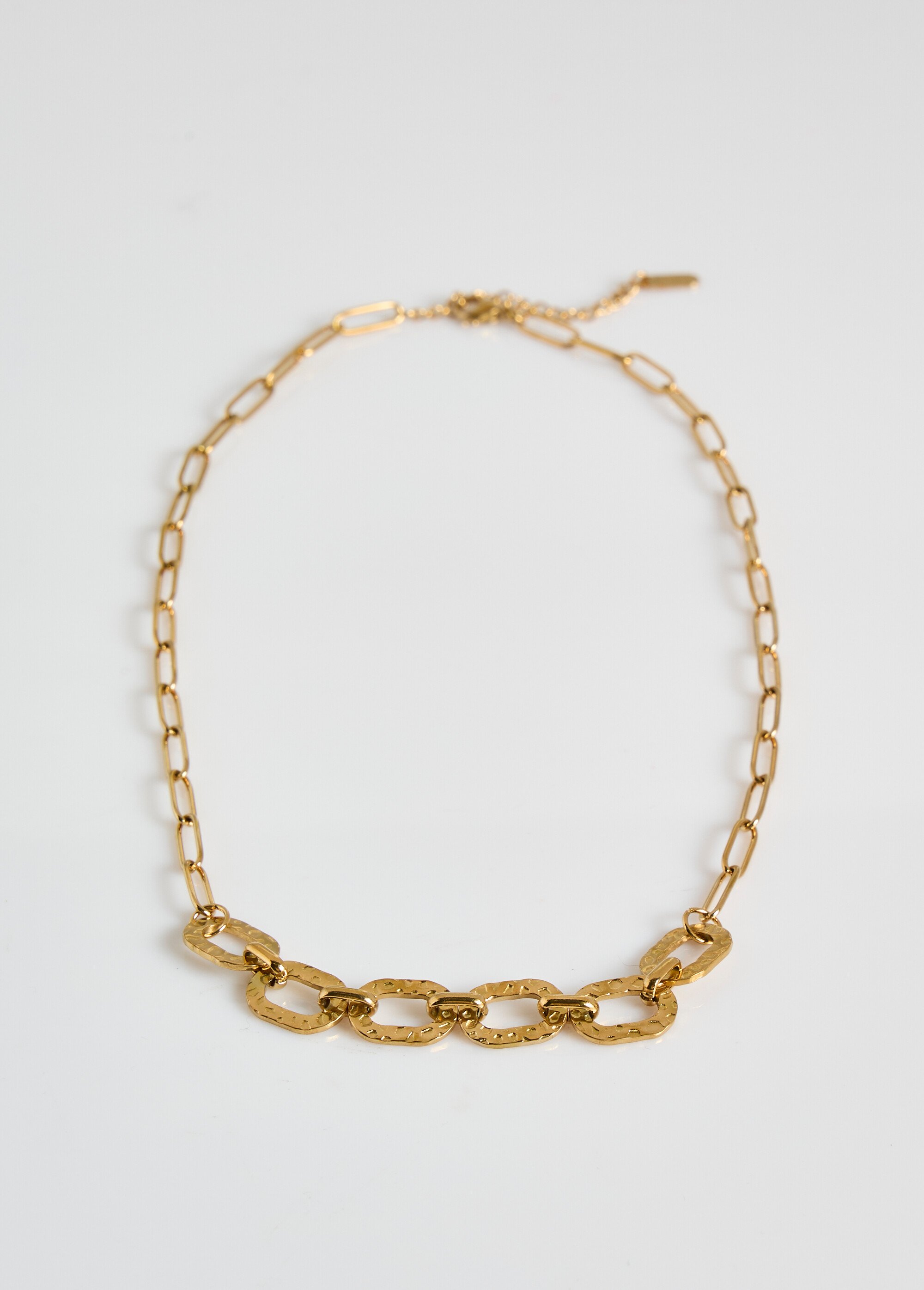 Collier ras de cou en acier inox martelé Doré L09-254 DE1