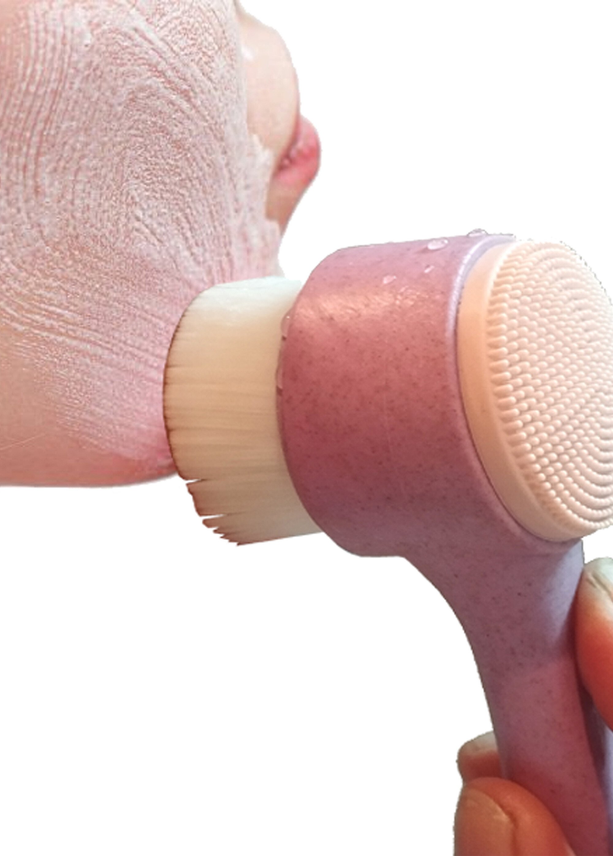 Brosse nettoyante visage double face silicone Rose GLOSSE DE1