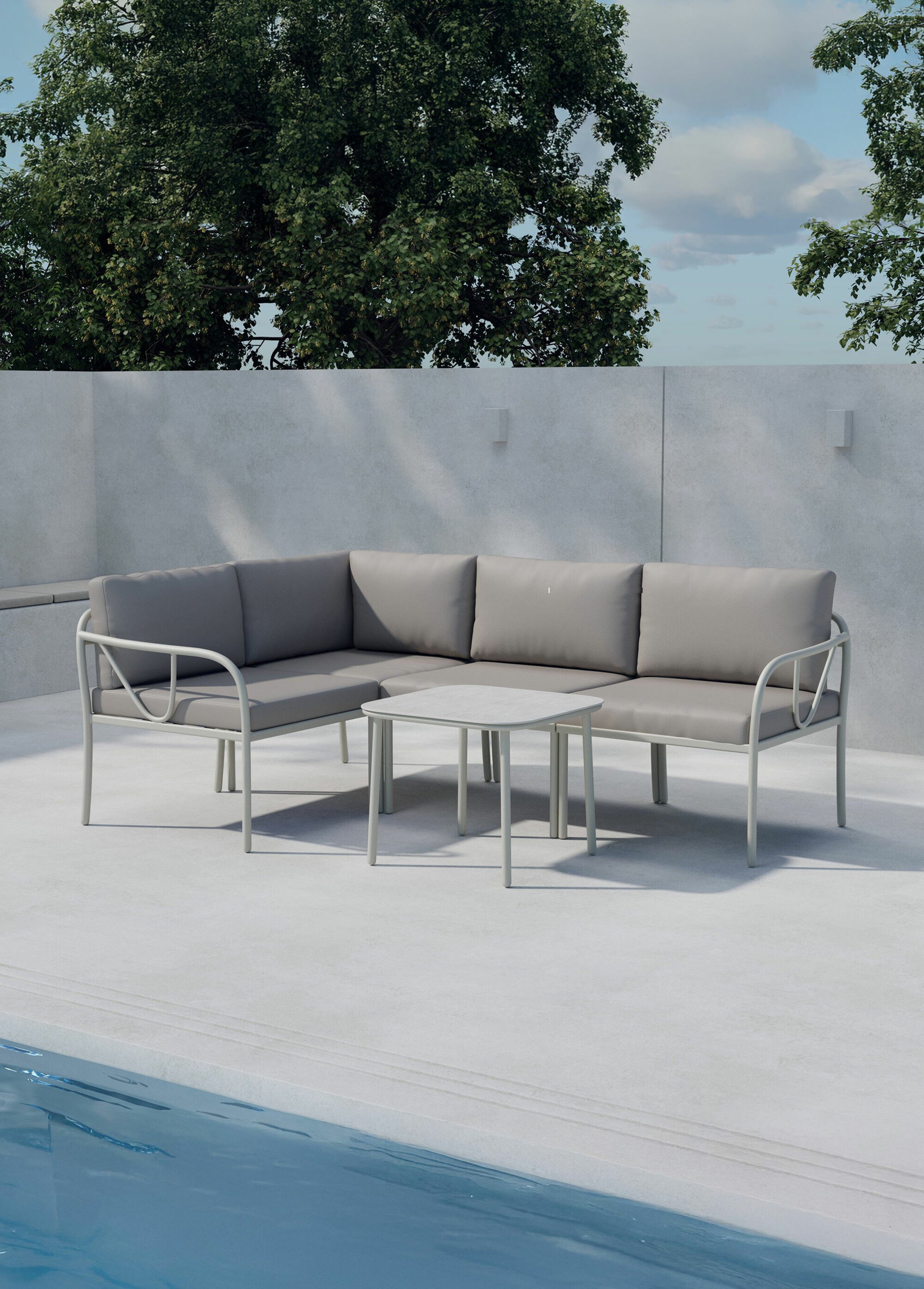 Canapé d'angle acier + Table basse acier BEIGE VEN-9883-102 SI1