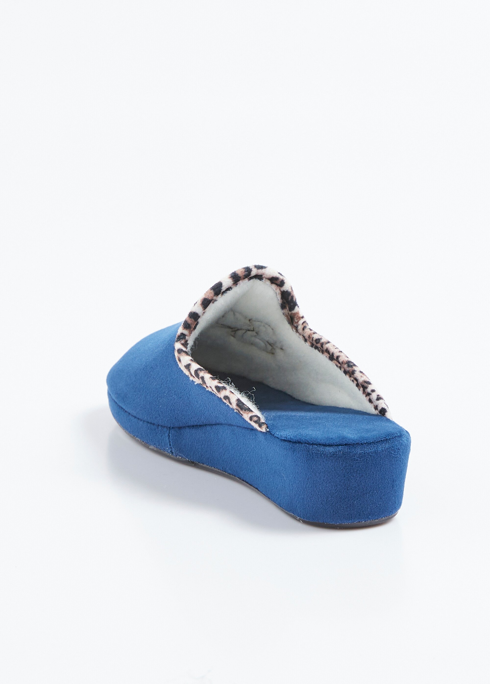 Chaussons mules largeur confort textile velouté Femme Bleu OXALIDE DO1
