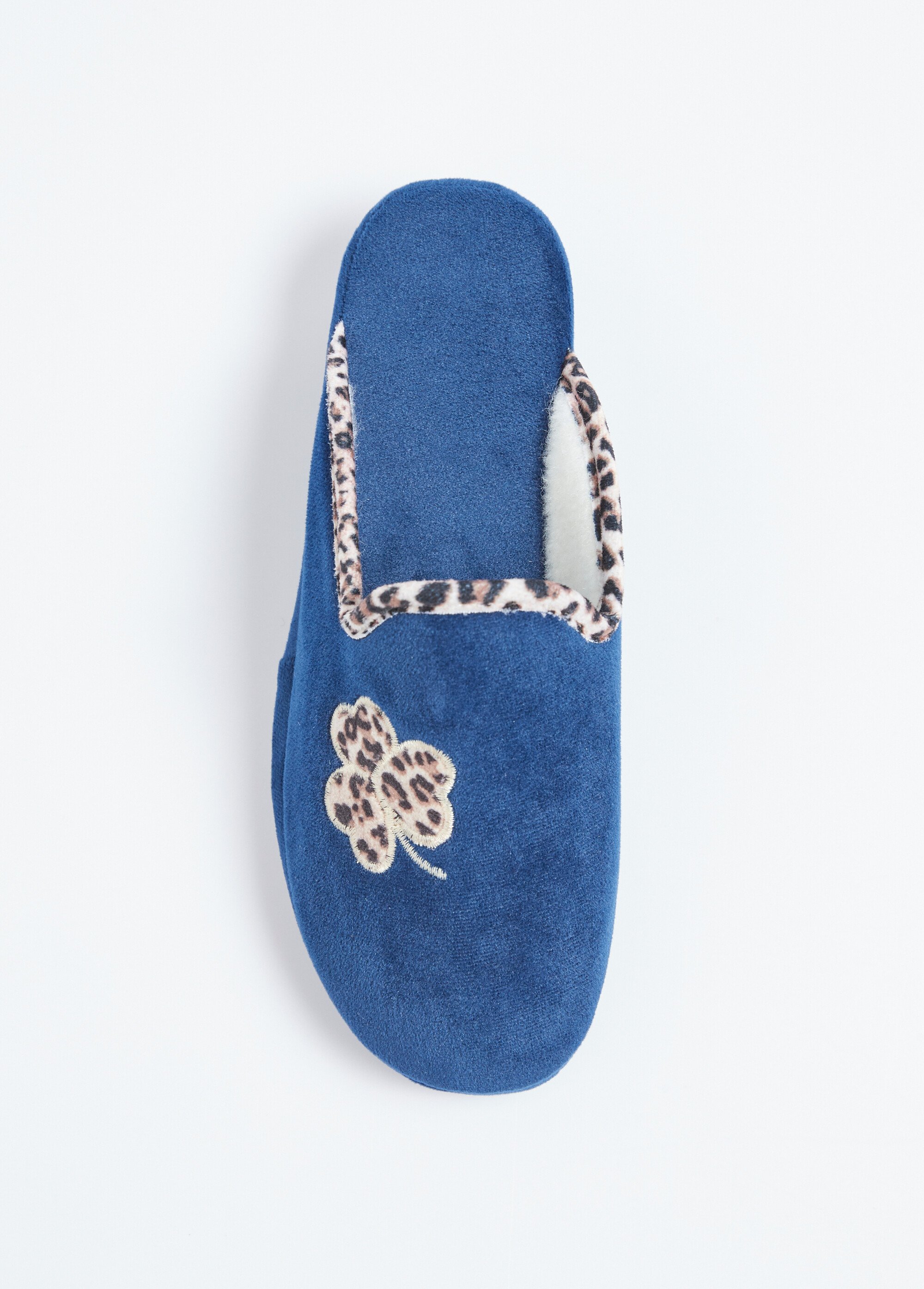 Chaussons mules largeur confort textile velouté Femme Bleu OXALIDE OV1
