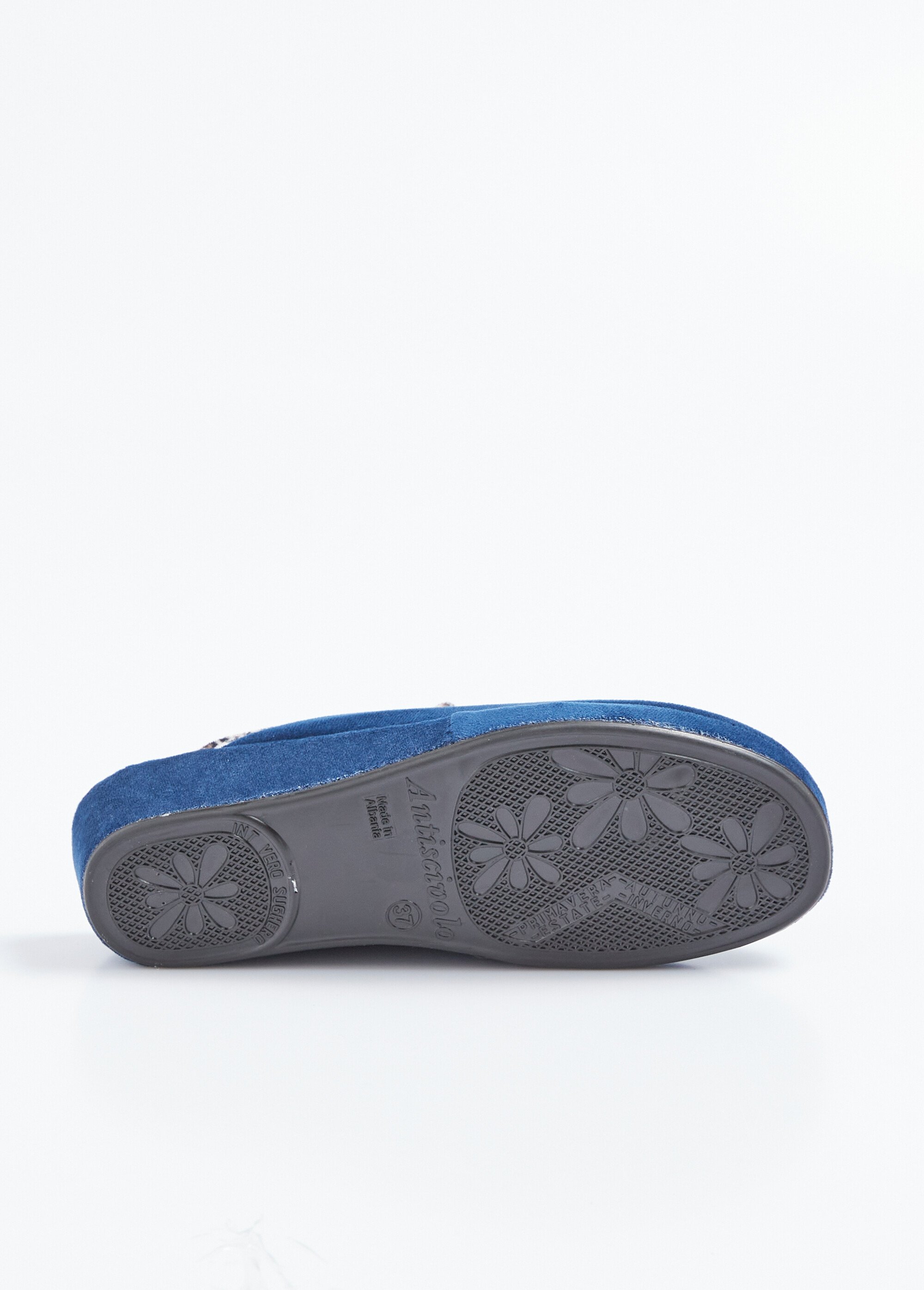 Chaussons mules largeur confort textile velouté Femme Bleu OXALIDE UN1