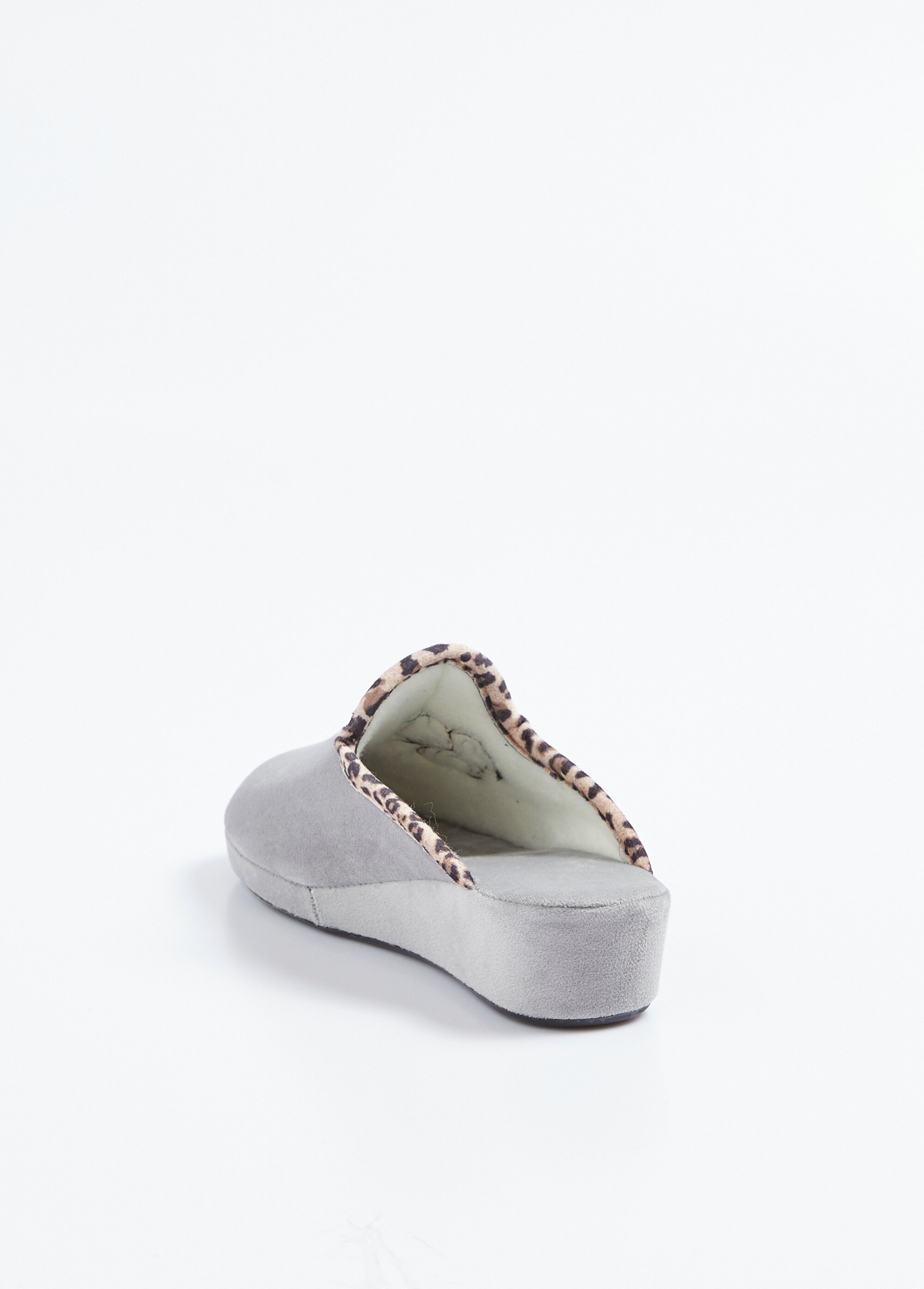 Chaussons mules largeur confort textile velouté Femme Gris OXALIDE DO1