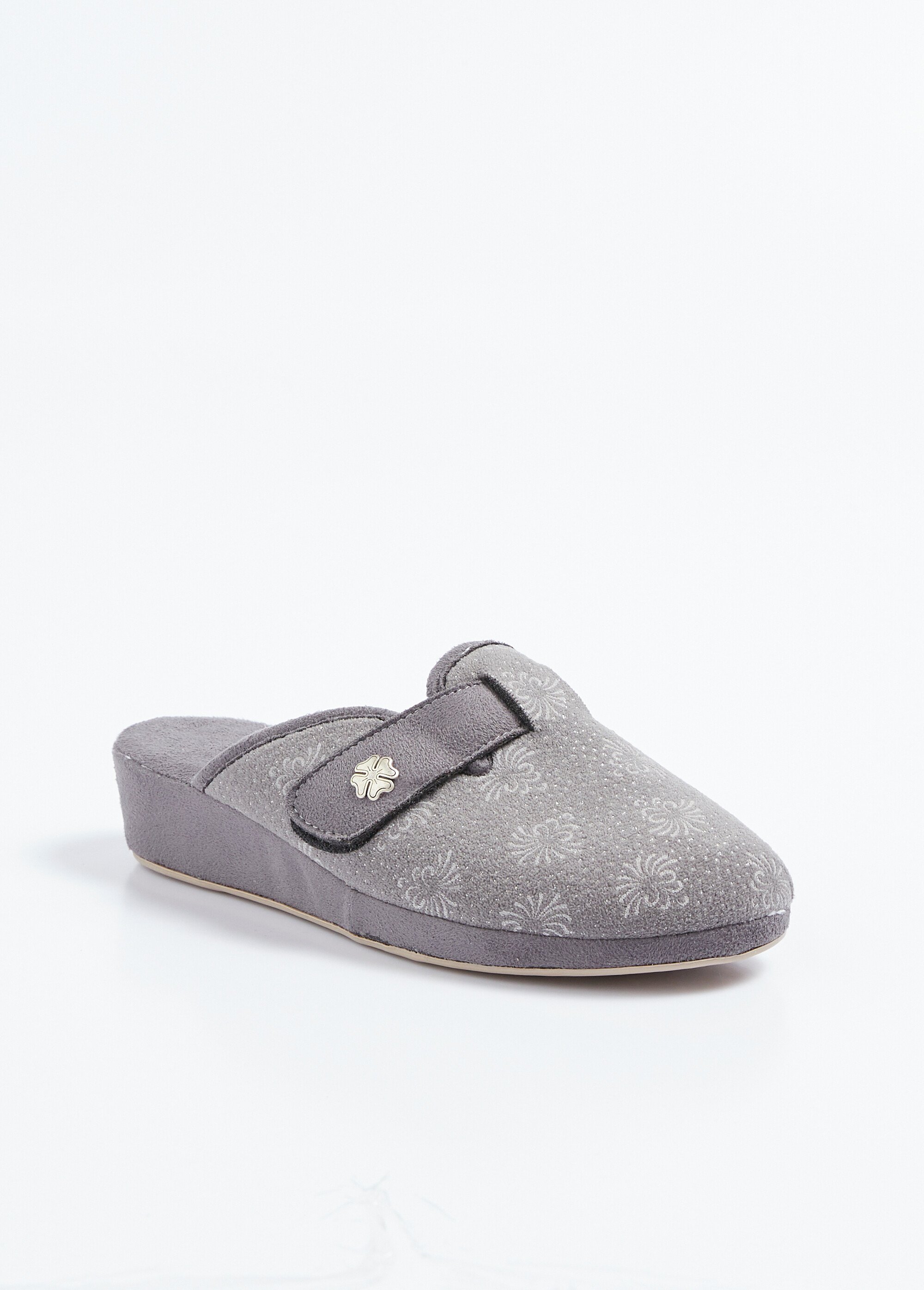 Chaussons mules scratchés largeur confort Femme Gris OGLIO FA1