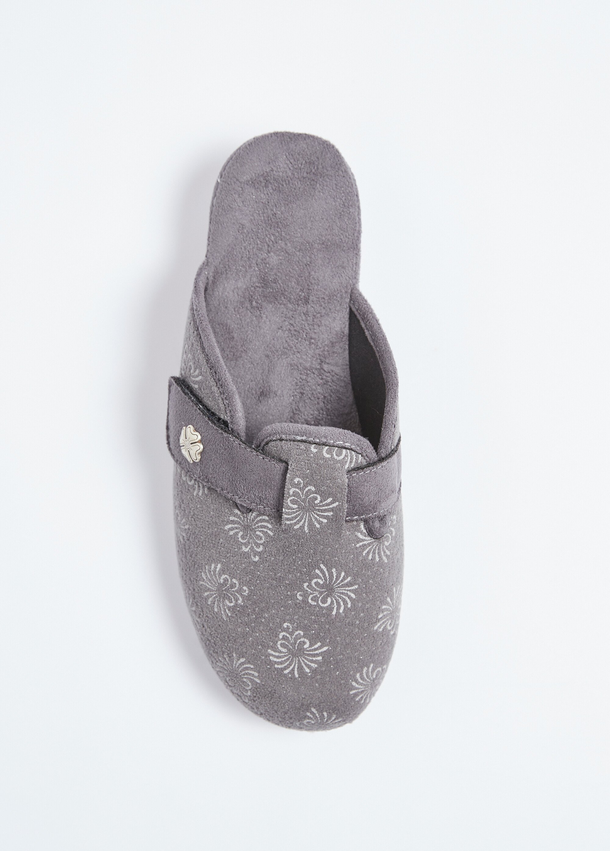 Chaussons mules scratchés largeur confort Femme Gris OGLIO OV1
