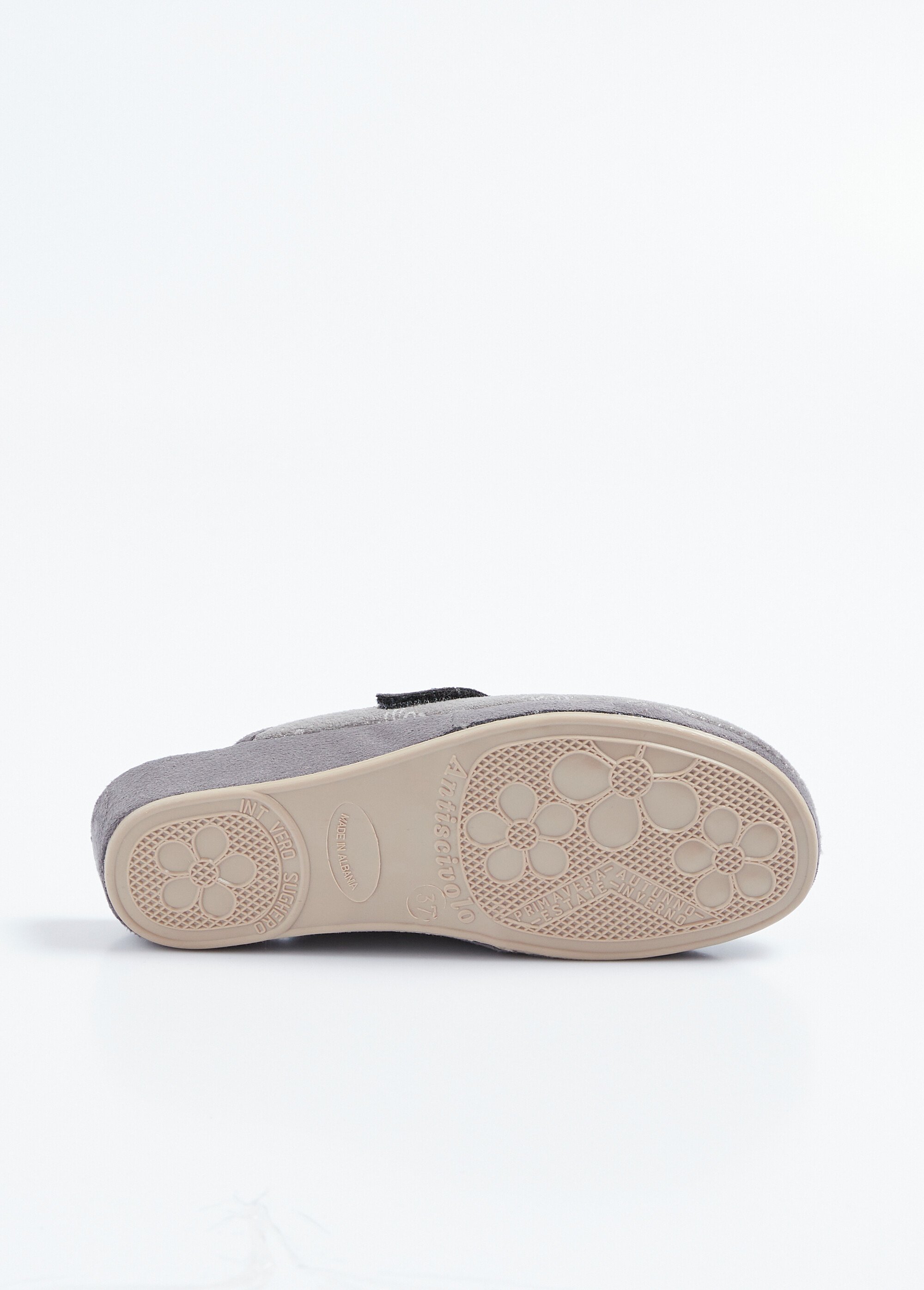 Chaussons mules scratchés largeur confort Femme Gris OGLIO UN1