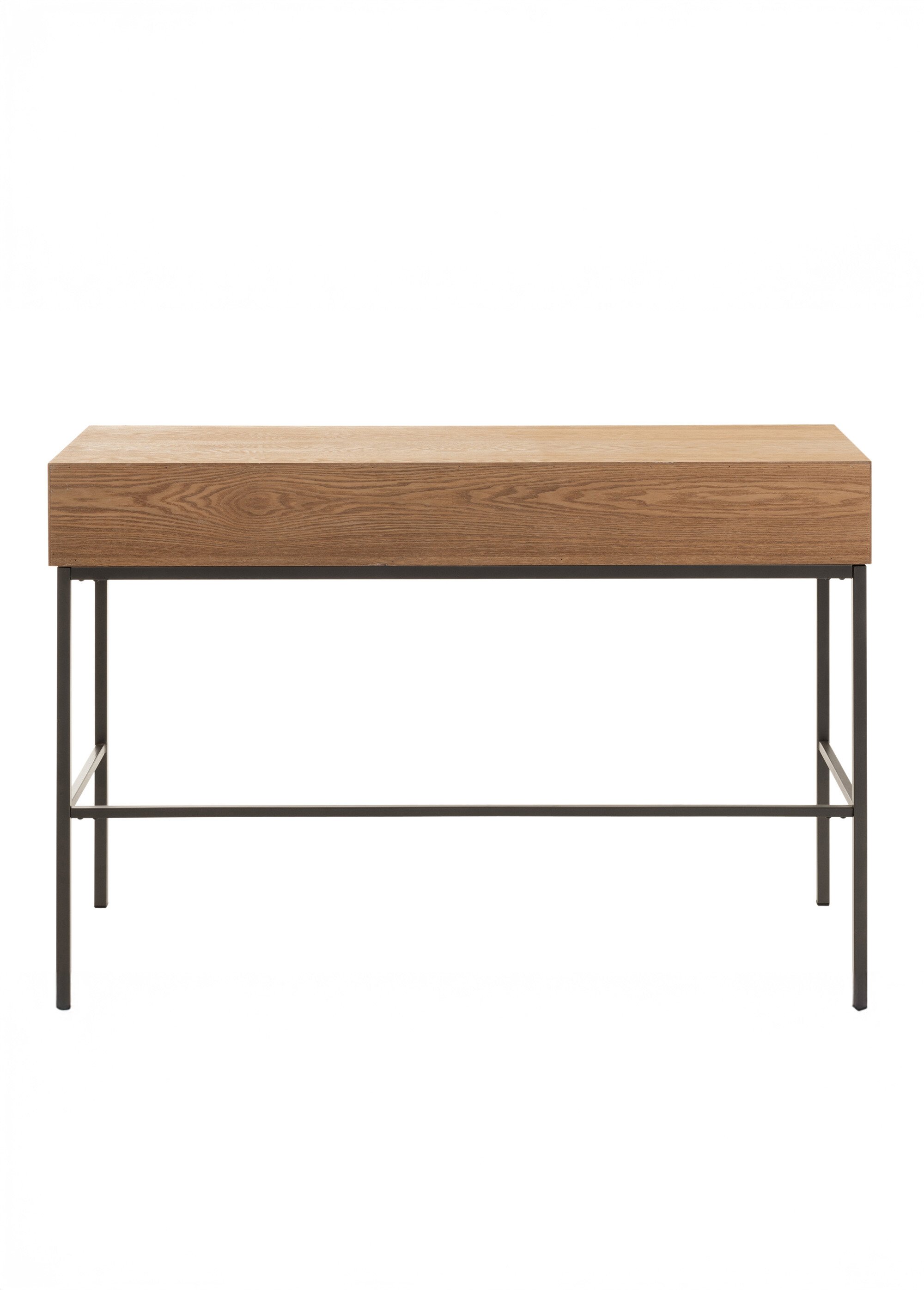 Console 3 tiroirs, bois clair et métal