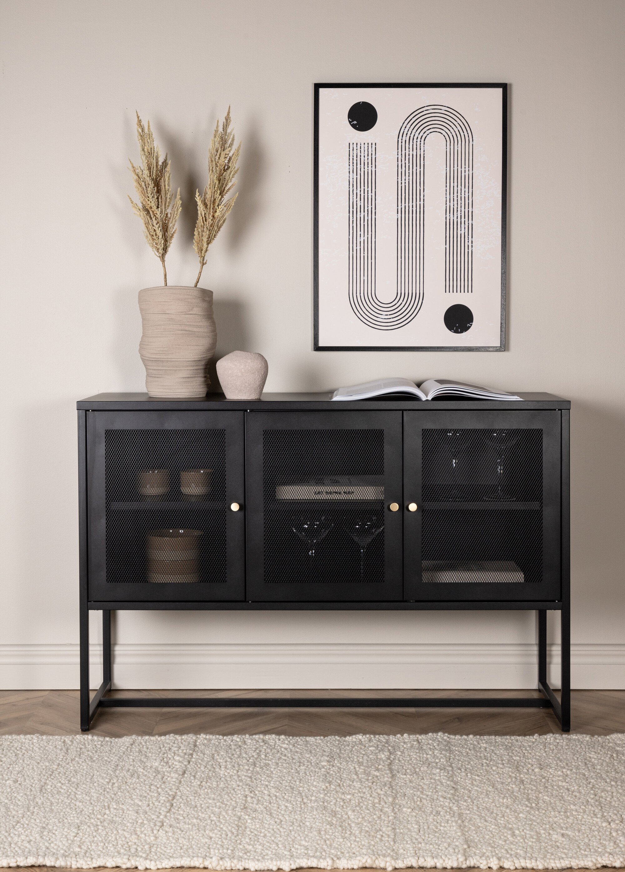 Console à portes grillagées, foncé NOIR VEN-15624-208 SI1