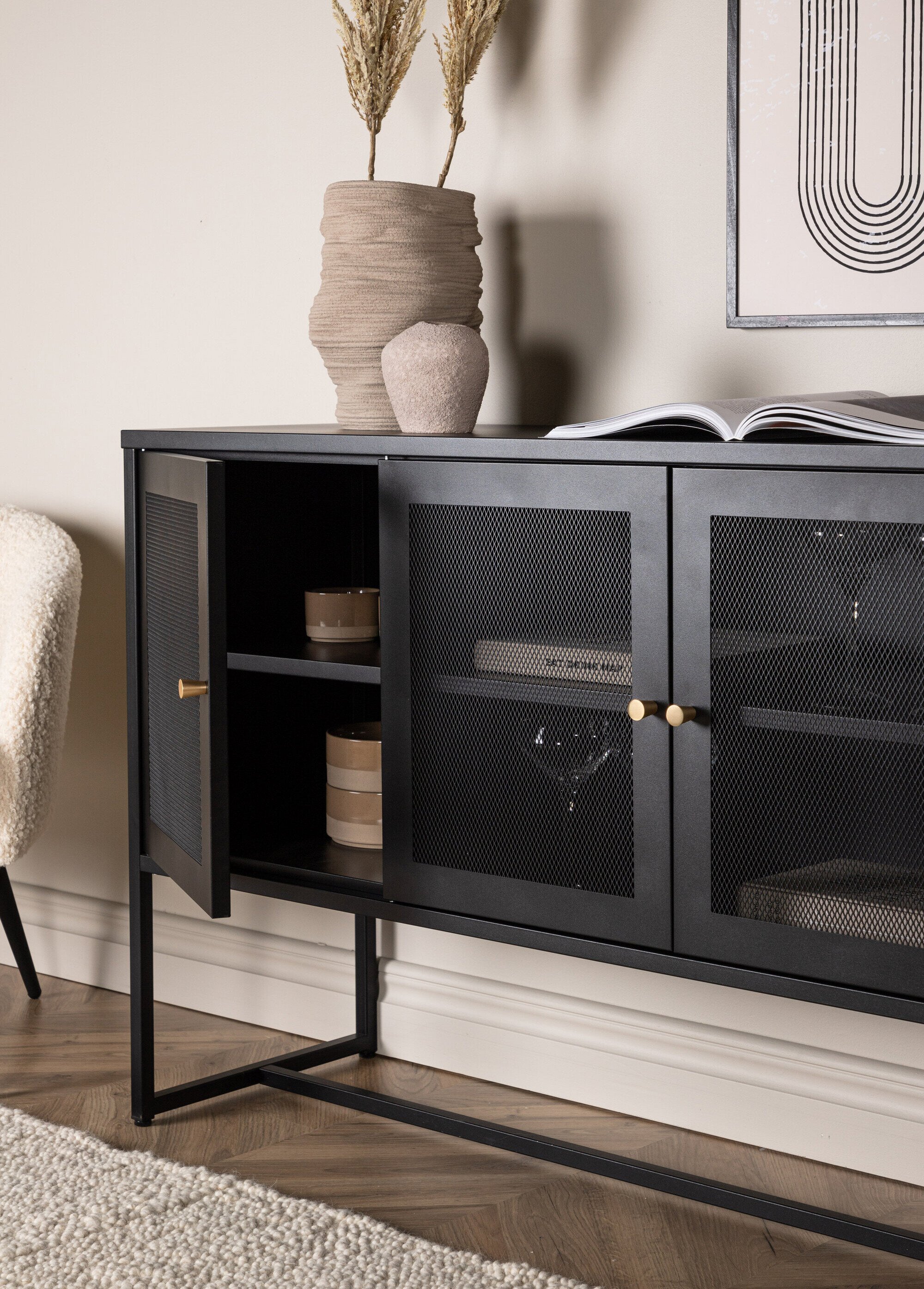 Console à portes grillagées, foncé NOIR VEN-15624-208 SI3