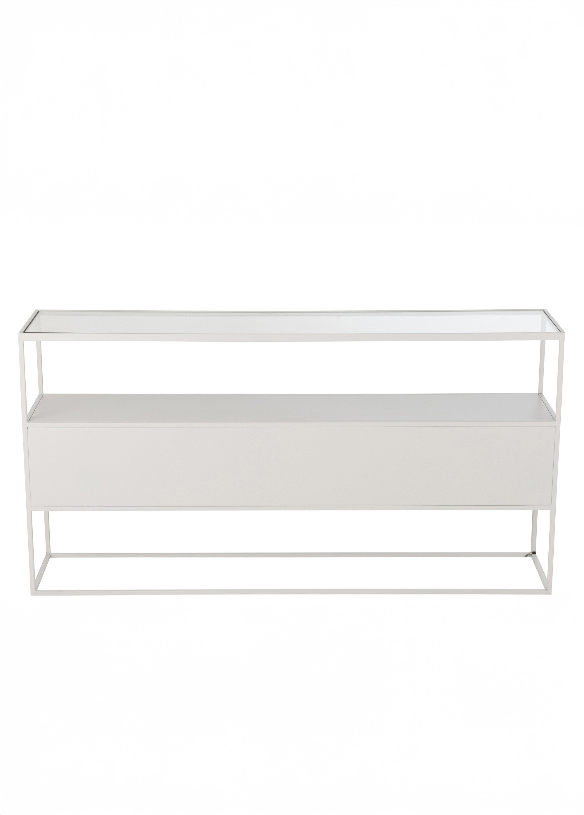 Console en métal et plateau verre, clair BLANC JP-46210 DO1
