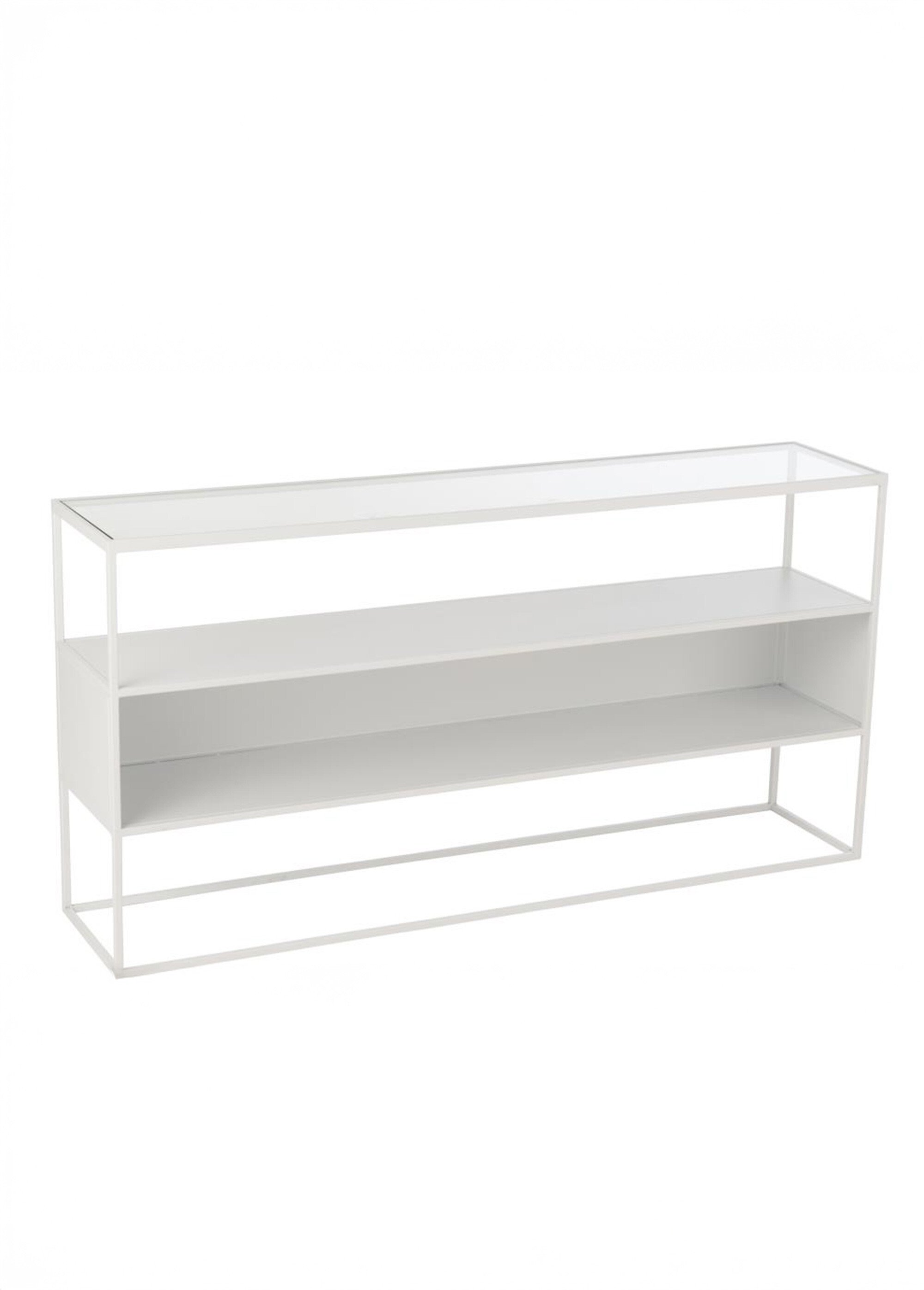 Console en métal et plateau verre, clair BLANC JP-46210 FA1