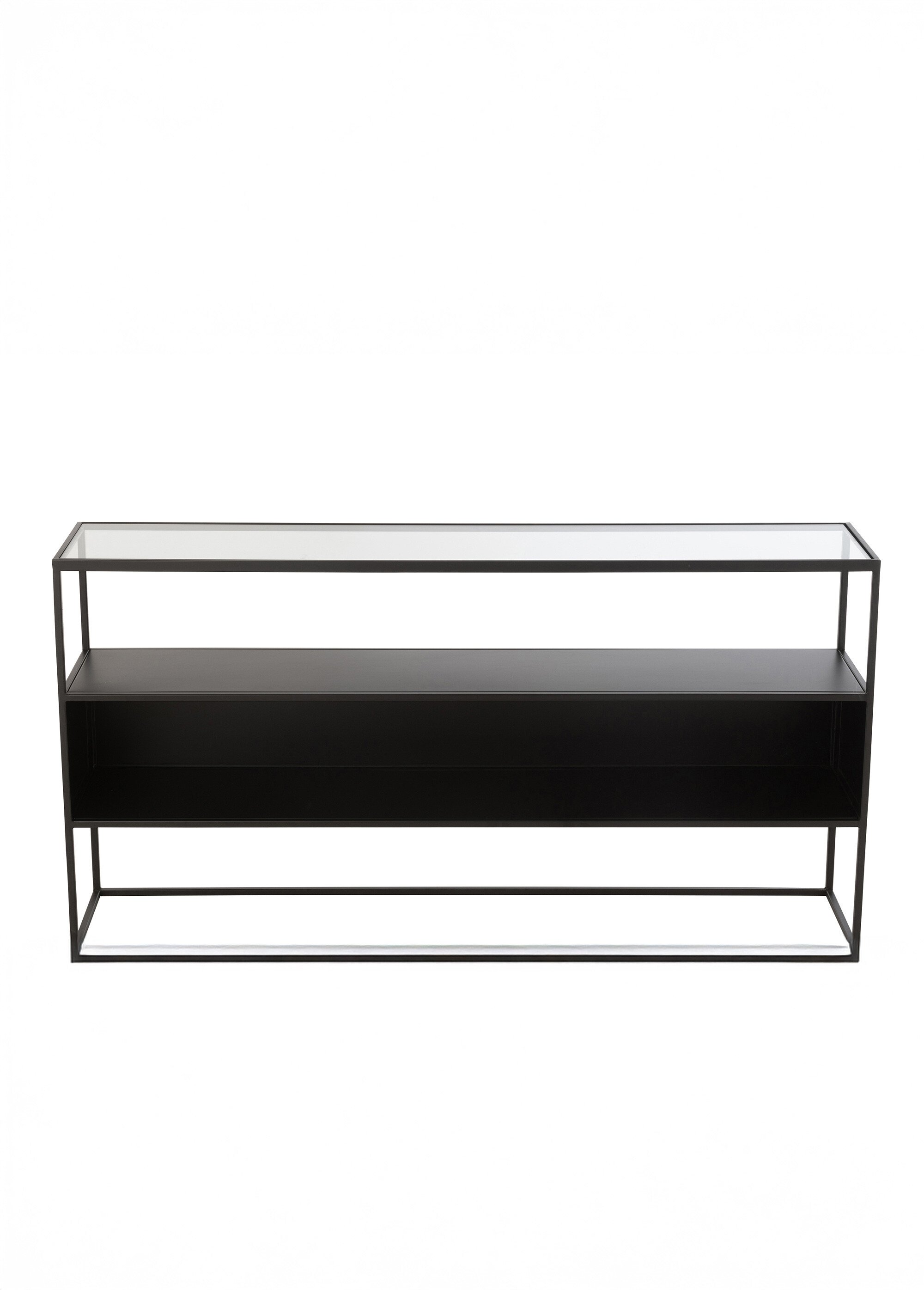 Console en métal et plateau verre, foncé NOIR JP-46194 DE1