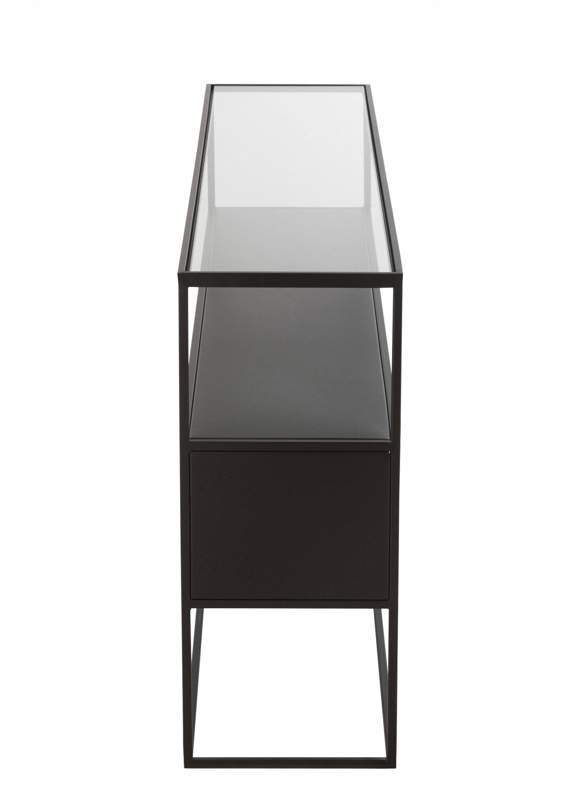 Console en métal et plateau verre, foncé NOIR JP-46194 DR1