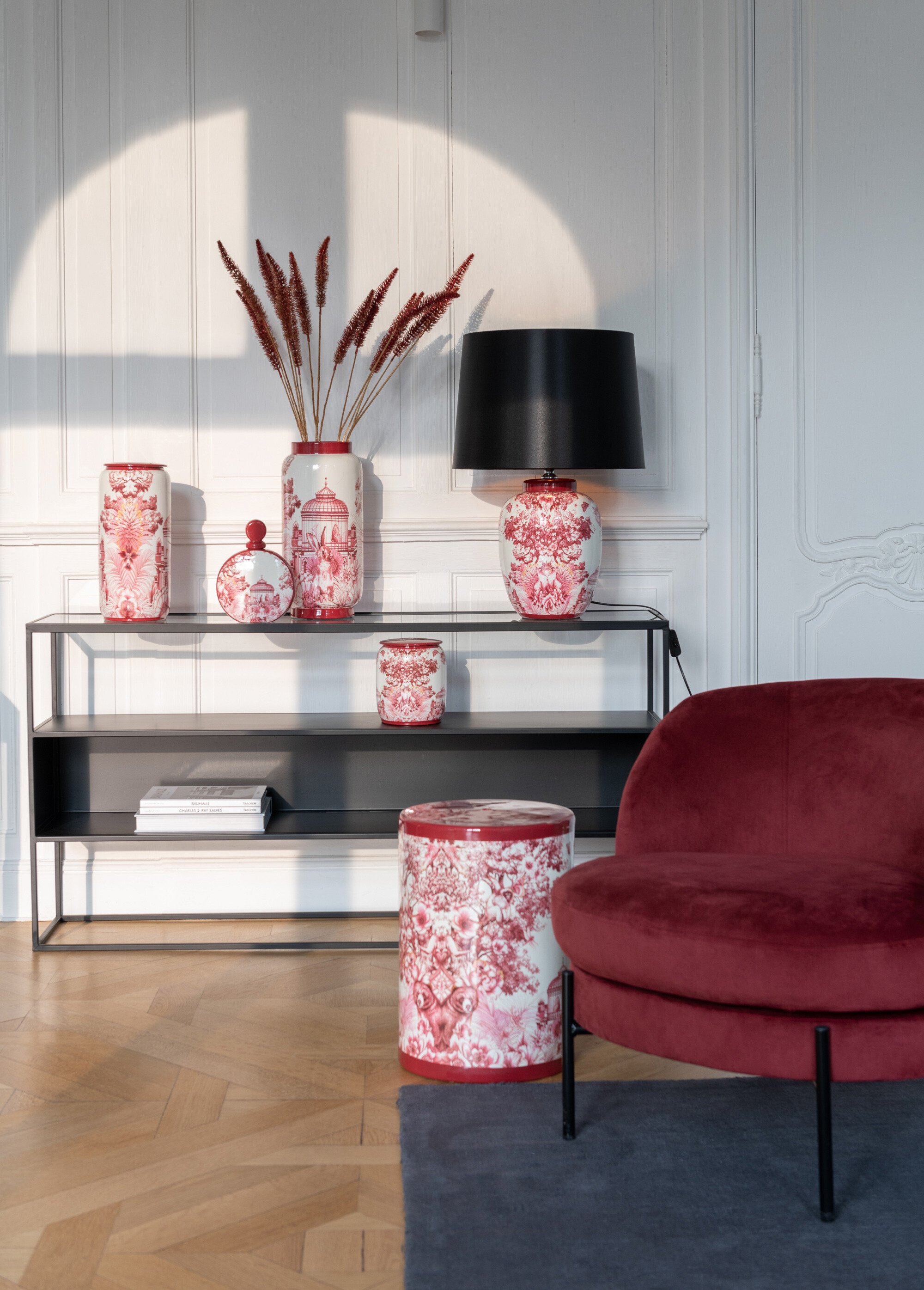 Console en métal et plateau verre, foncé NOIR JP-46194 SI1