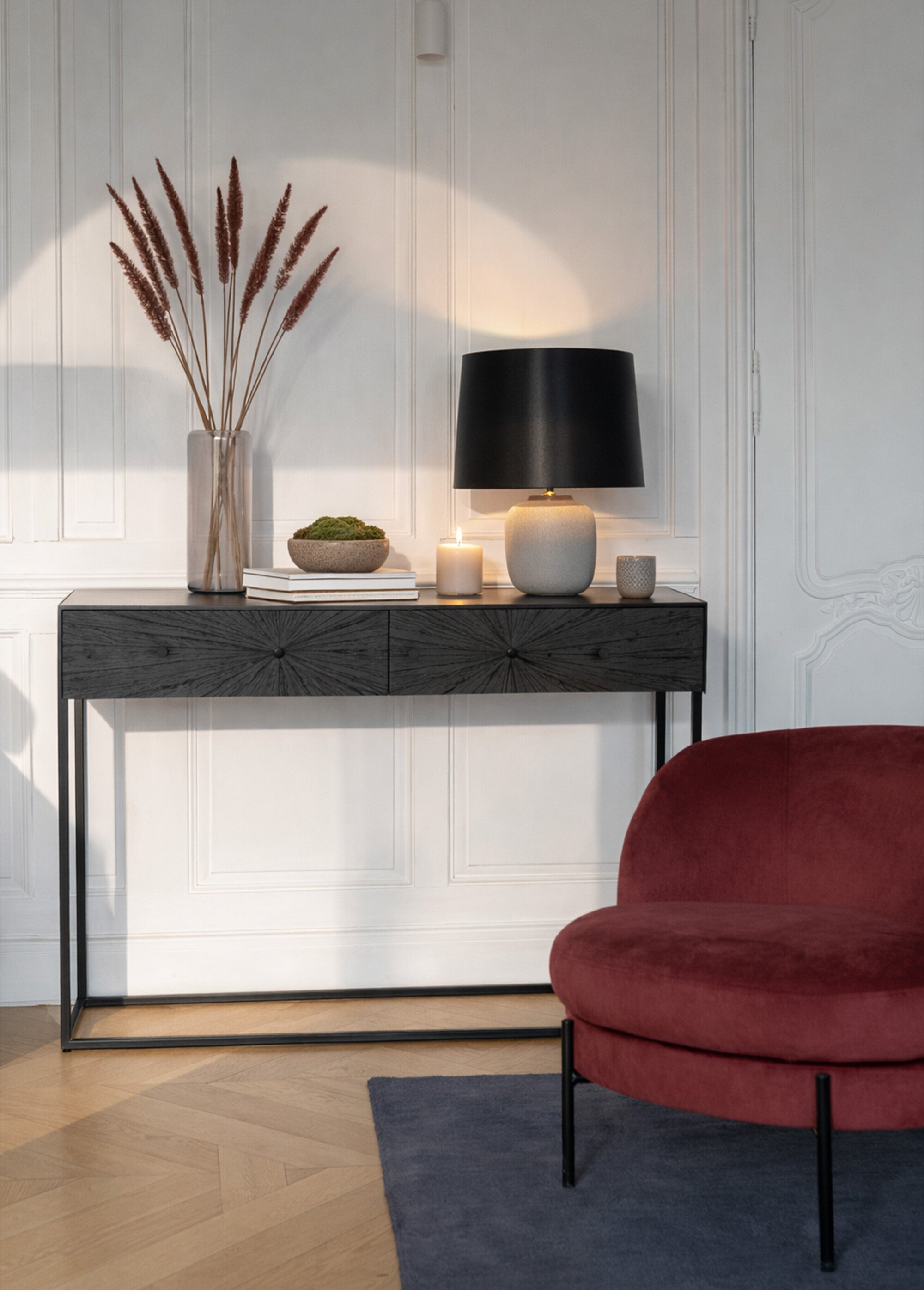 Console teck façade décor perspective NOIR JP-37755 SI1