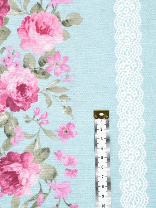 Coupon déco rose et dentelle, 3x1,4m FD BLEU COT149893 DE1