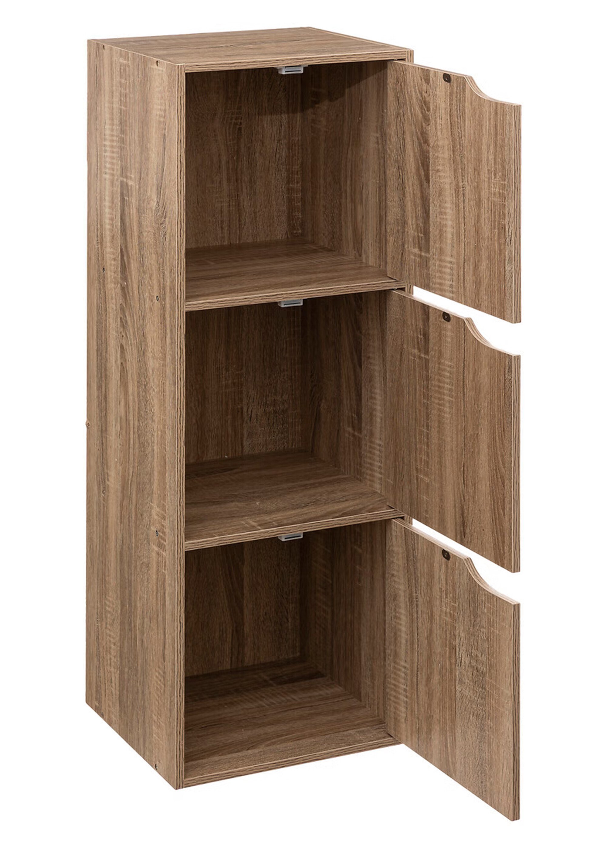 Etagère 3 cubes avec portes, décor bois BEIGE JJA-181271 DE1