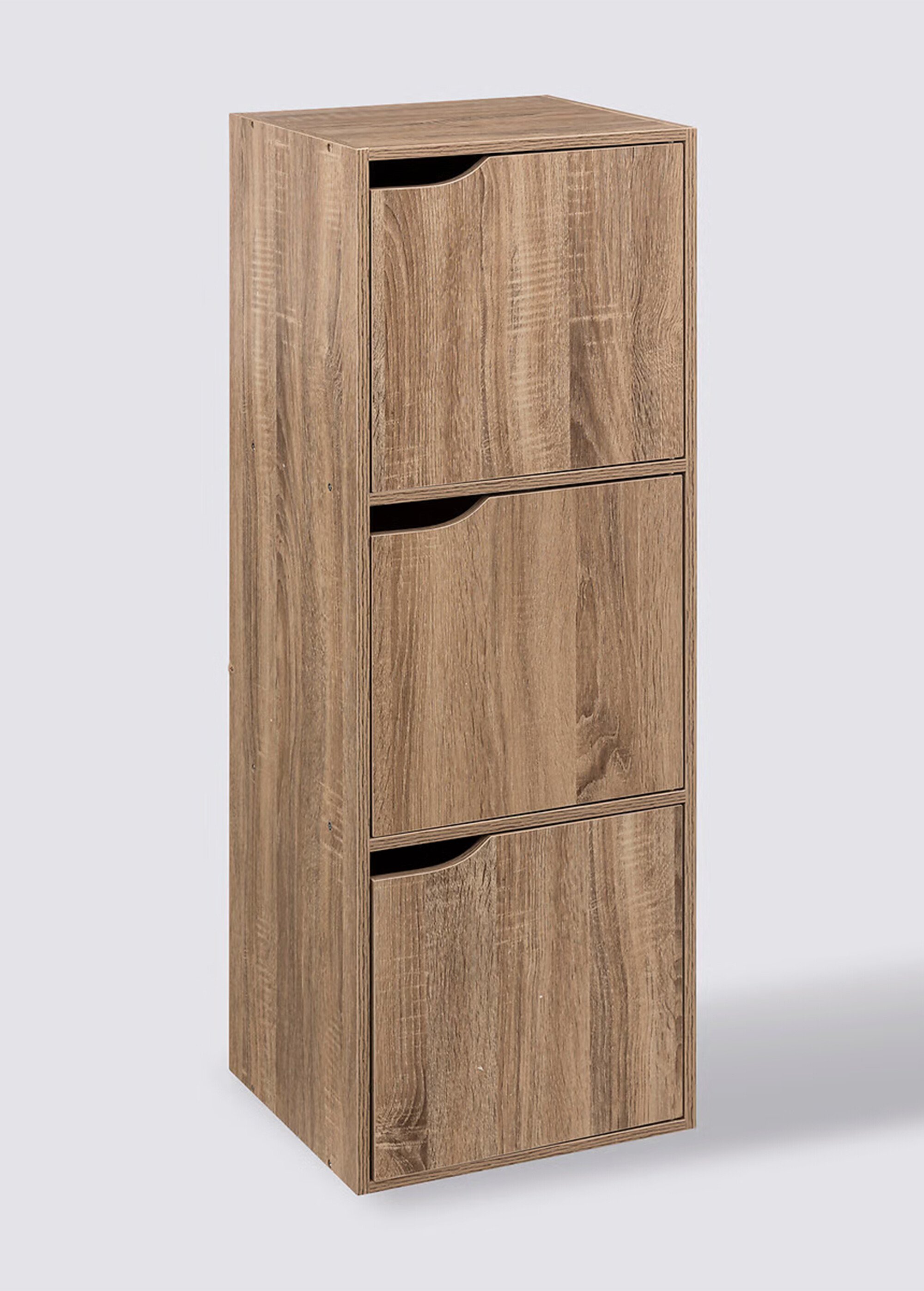 Etagère 3 cubes avec portes, décor bois BEIGE JJA-181271 FA1