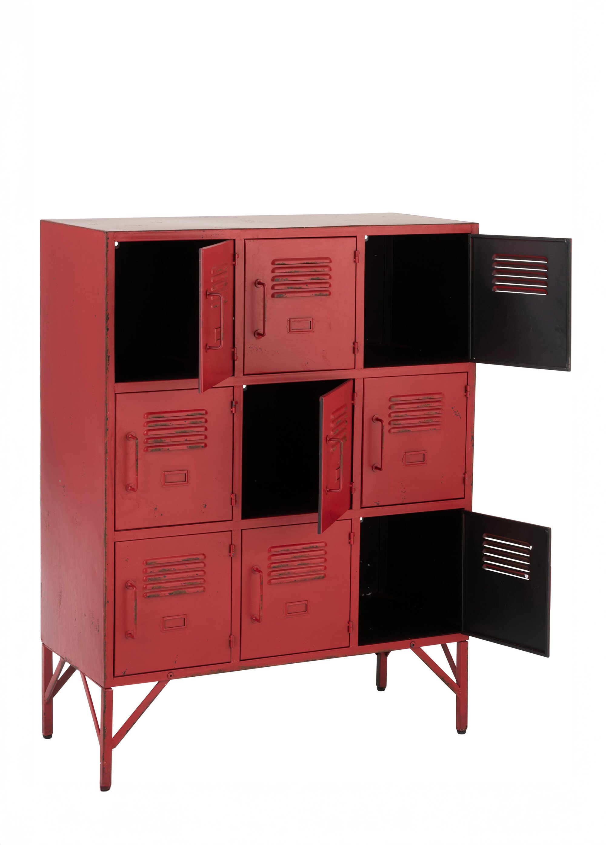 Etagère casiers métal type industriel 2R ROUGE JP-97861 DE1
