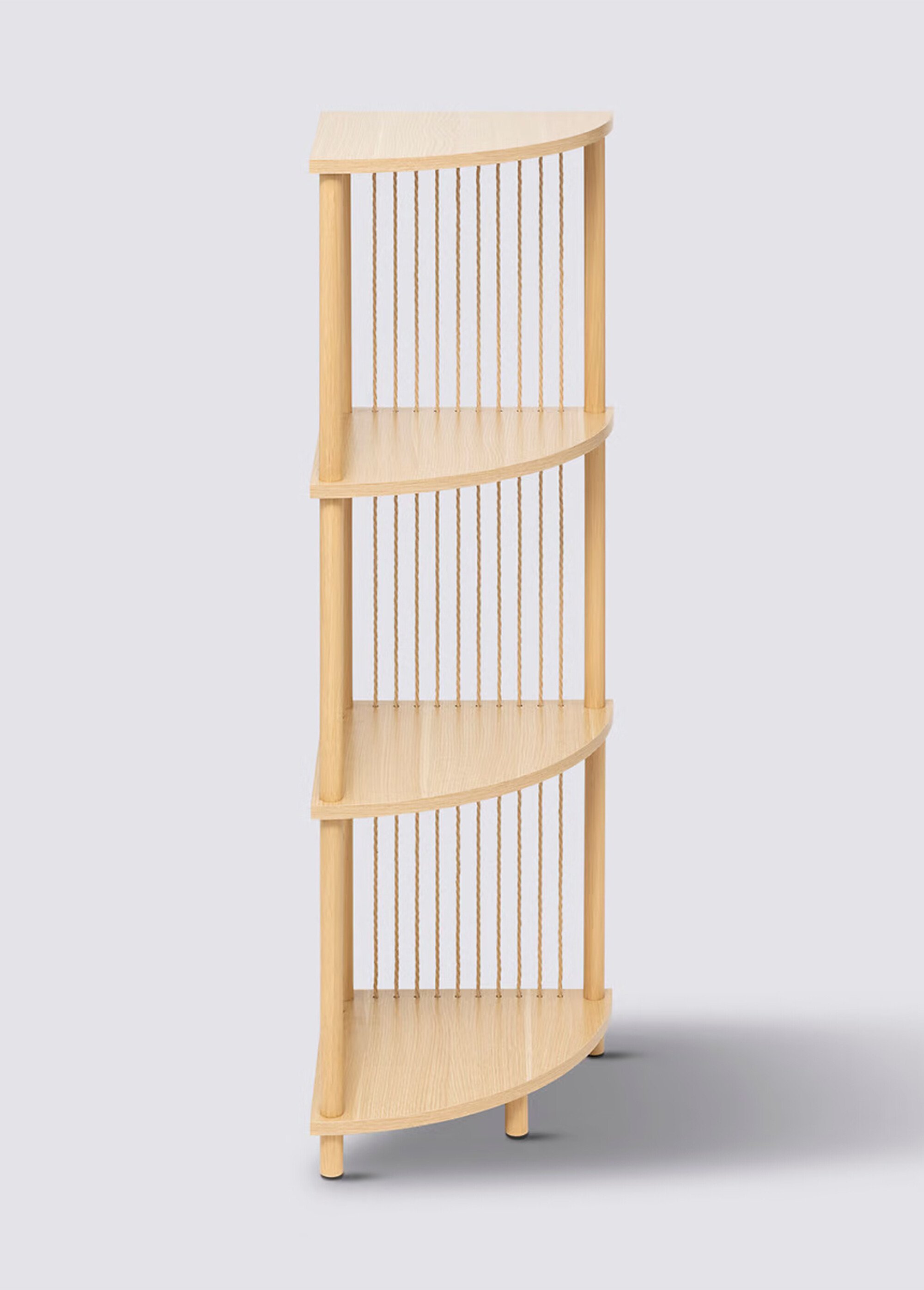 Etagère d'angle avec cordes + décor bois