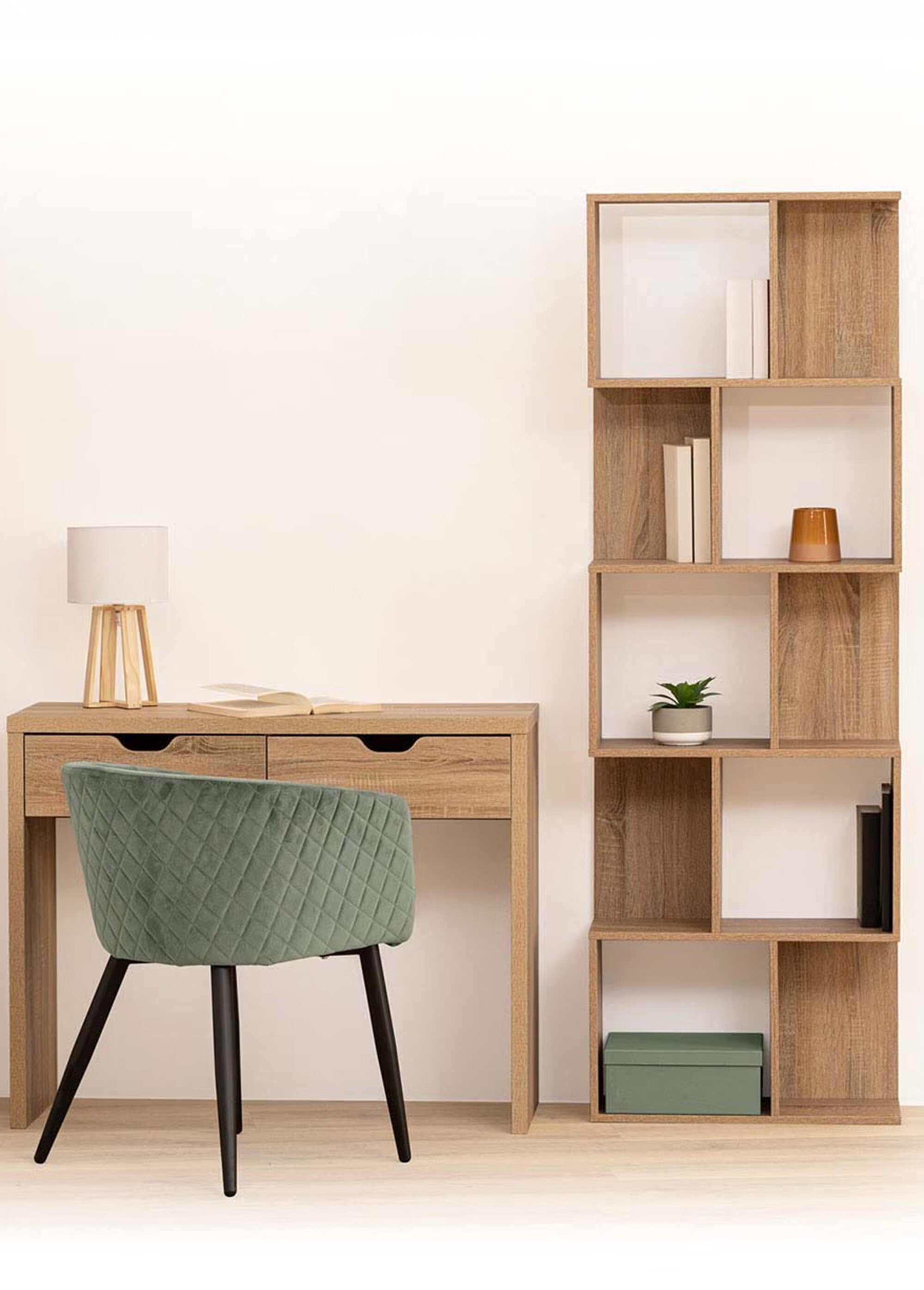 Etagère double cases avec décor bois BEIGE JJA-193520 SI1