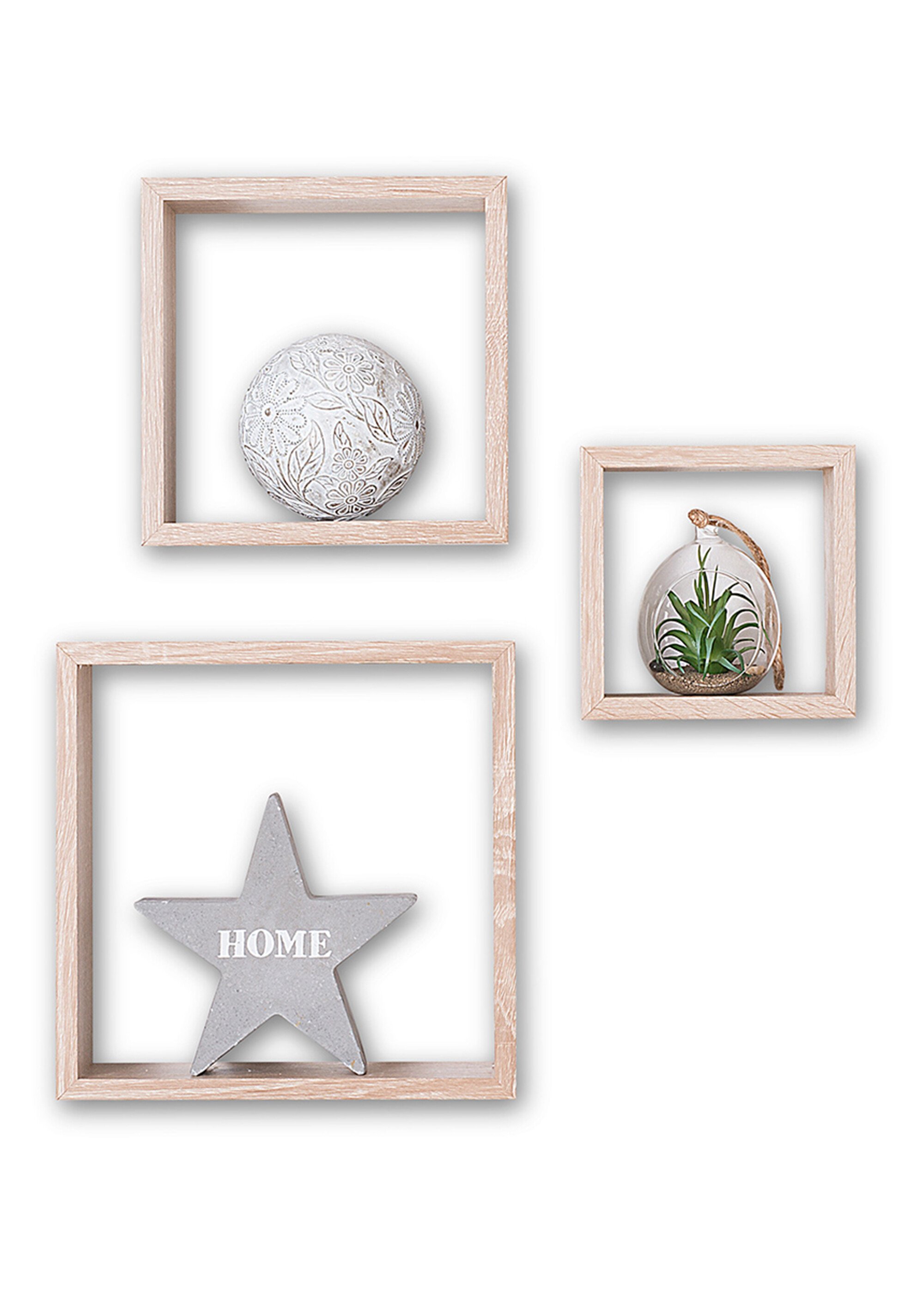 Etagères murales cubes, décor bois MARRON JJA-138956C SI1