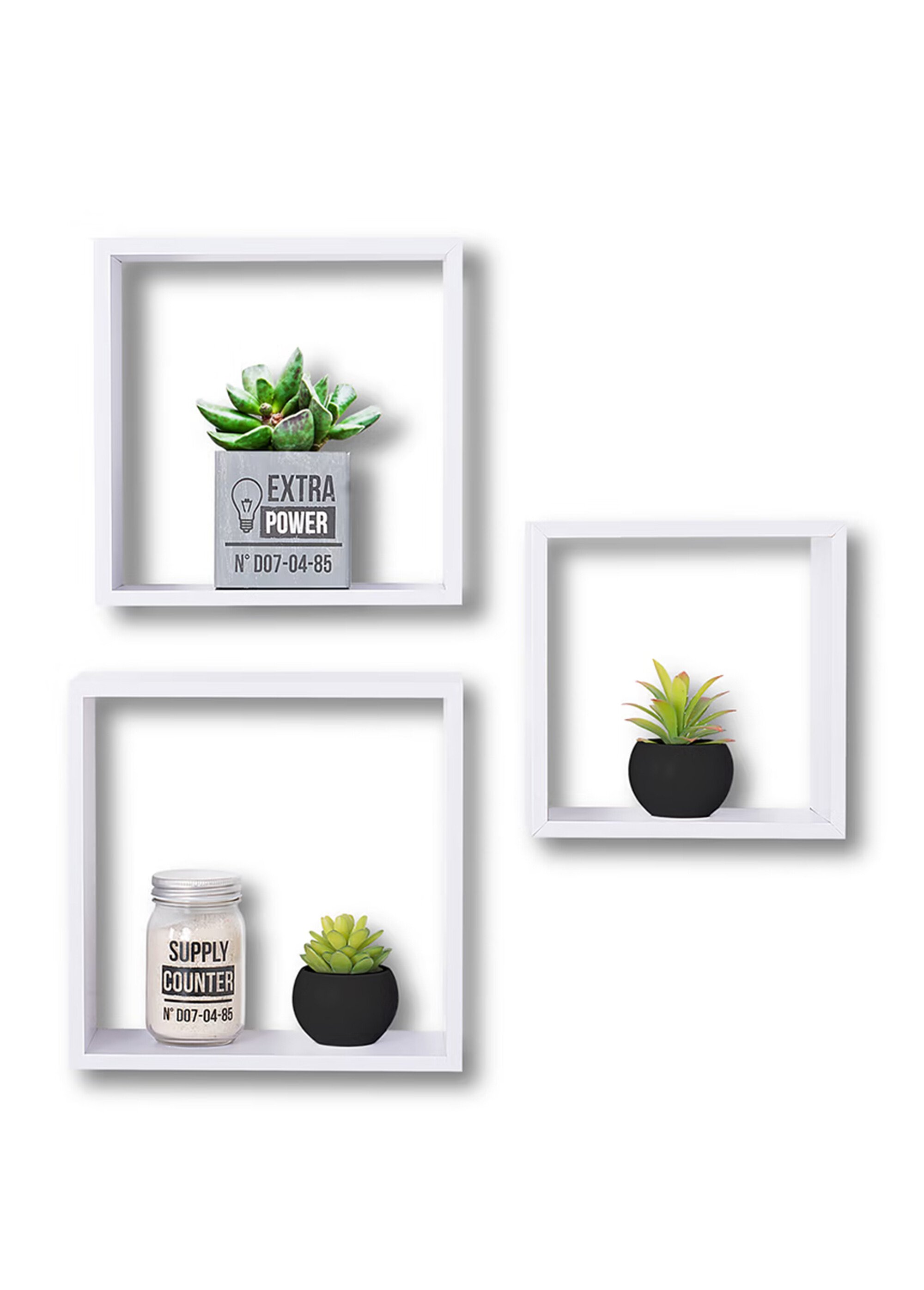 Etagères murales cubes, décor clair BLANC JJA-138957B SI1