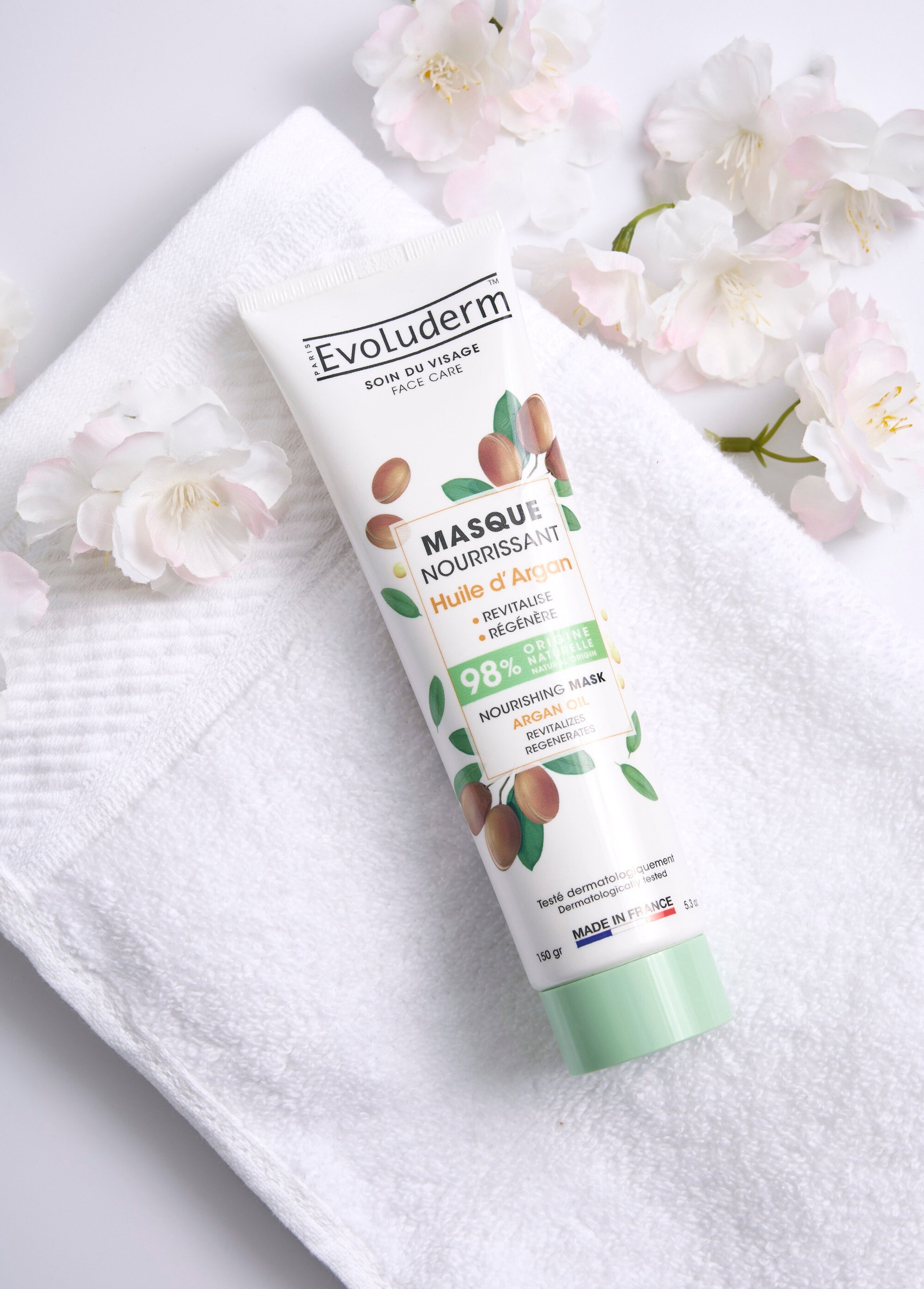 Masque visage nourrissant huile d'argan Blanc EVOMASQUEARGAN SF1