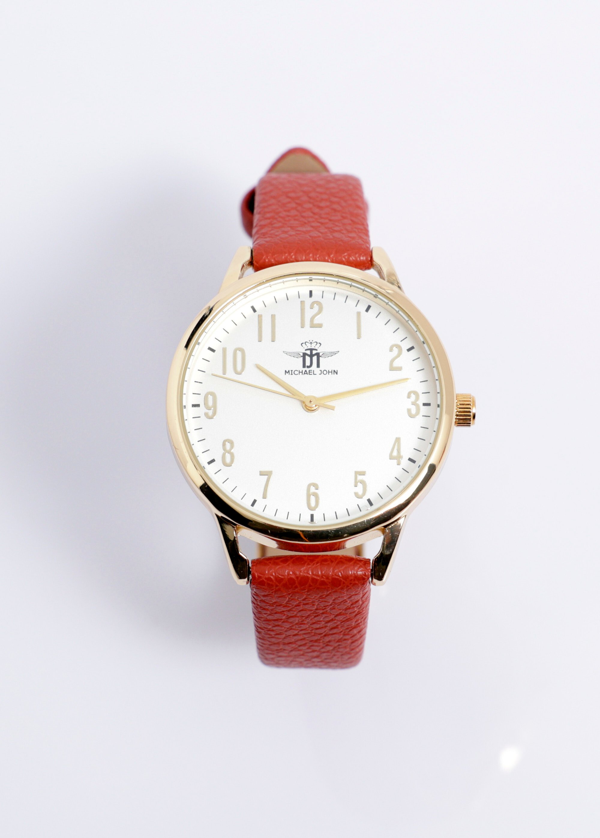 Montre ronde métal bracelet simili cuir Marron FASOND-3669 FA1