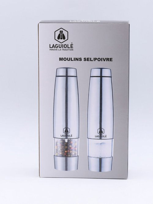 Moulin sel poivre électrique inox Moulu Gris LAG0615 DE3