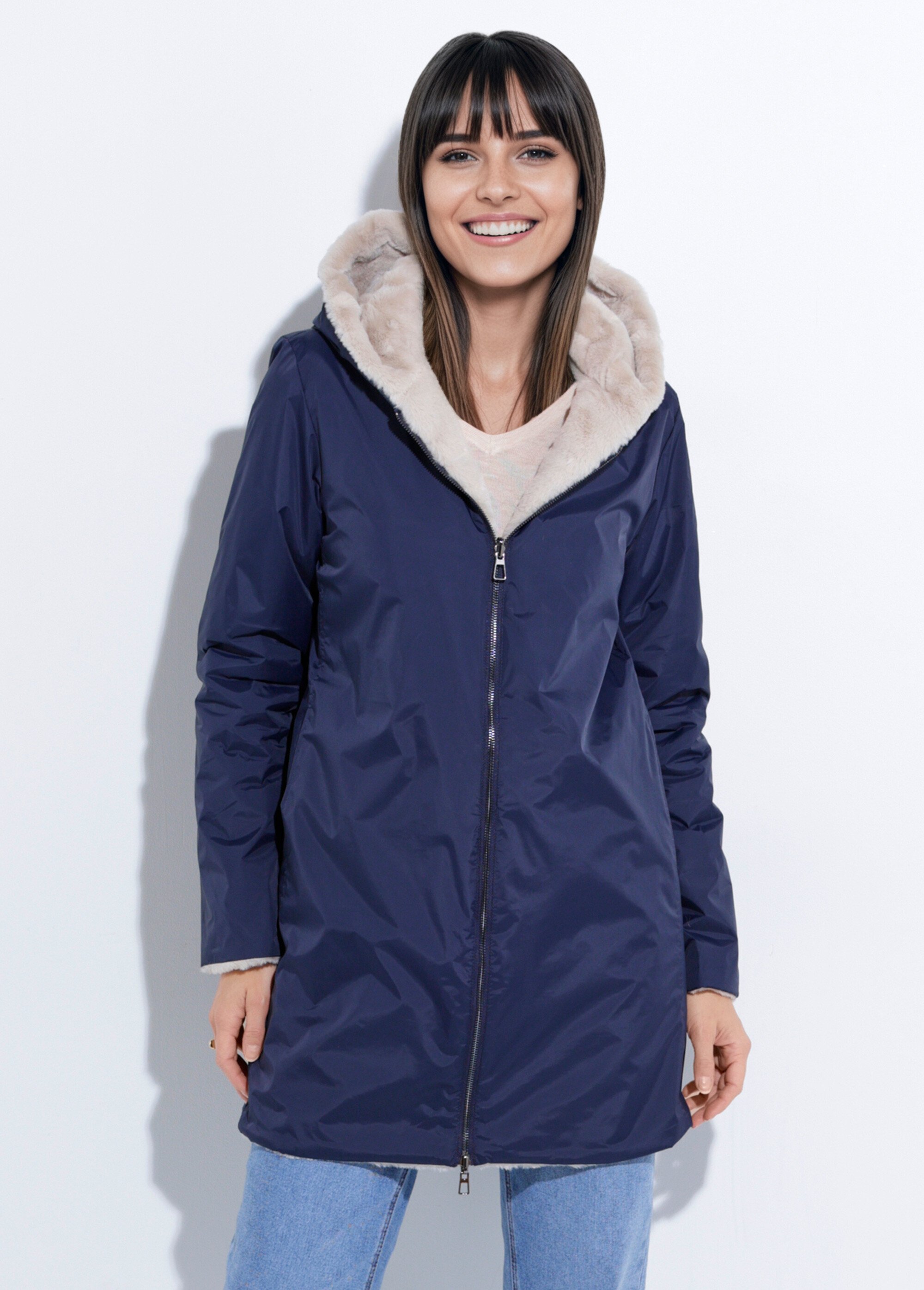 Parka réversible déperlant / fourrure 1 Femme Bleu LJ-20032UNI FA1