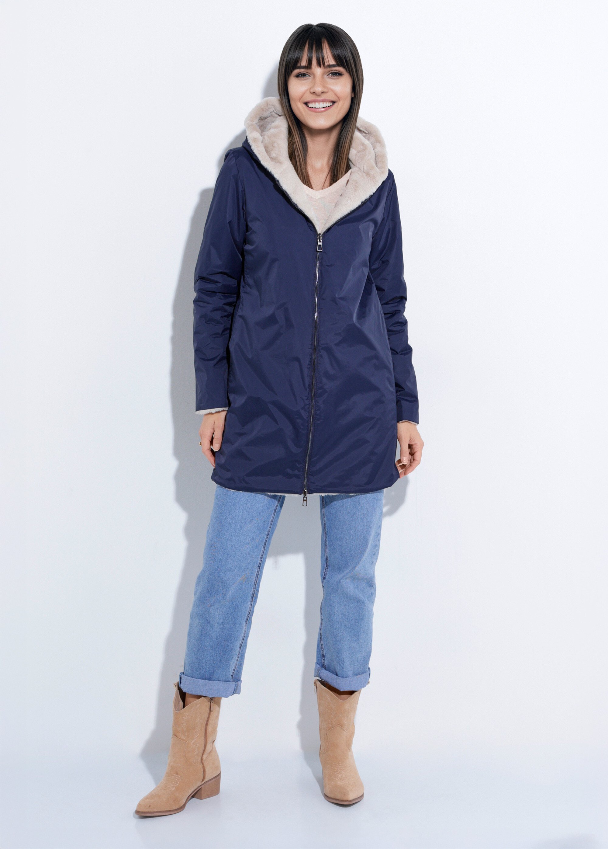 Parka réversible déperlant / fourrure 1 Femme Bleu LJ-20032UNI SF1