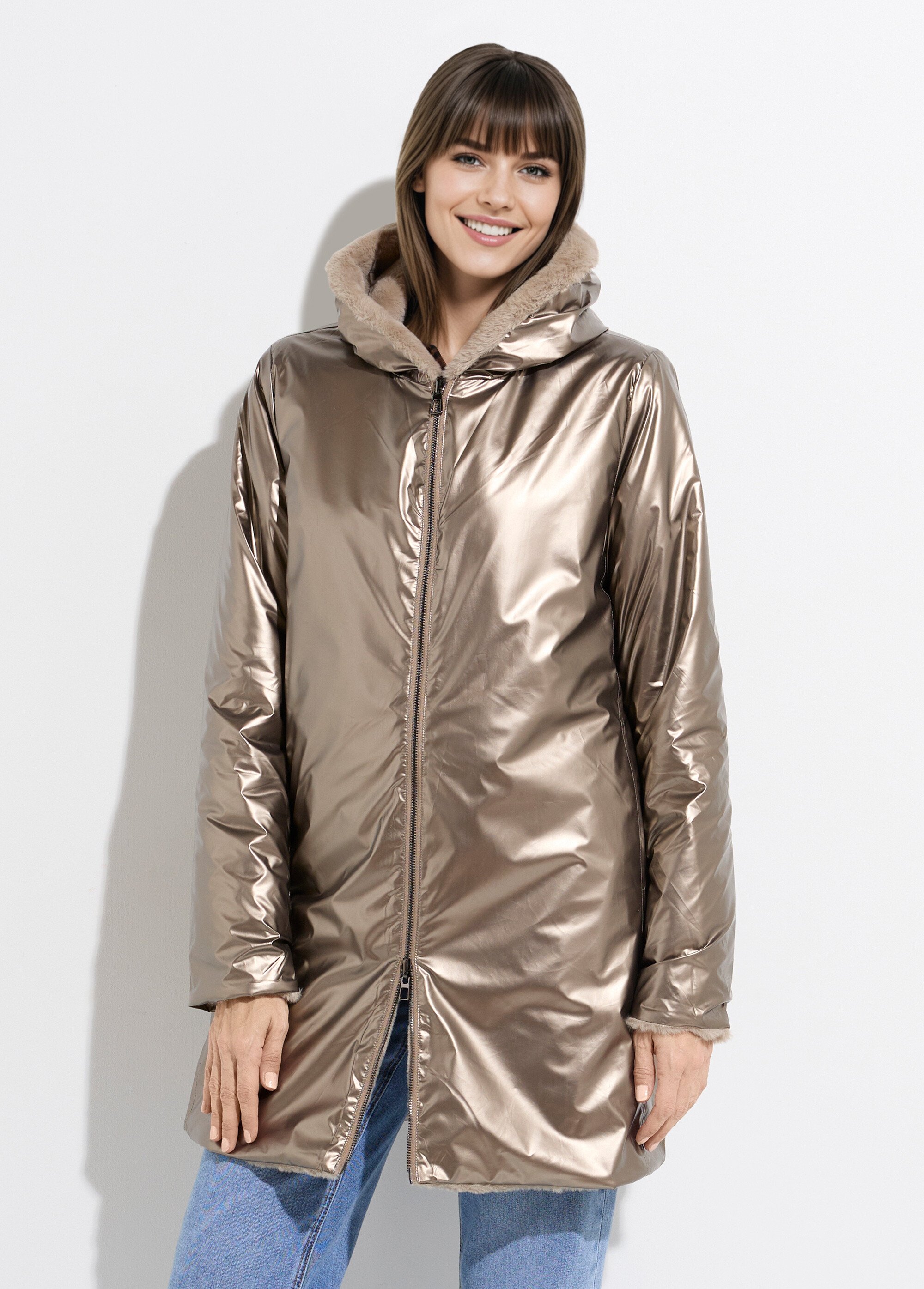 Parka réversible déperlant / fourrure 1 Femme Marron LJ-20032UNI FA1