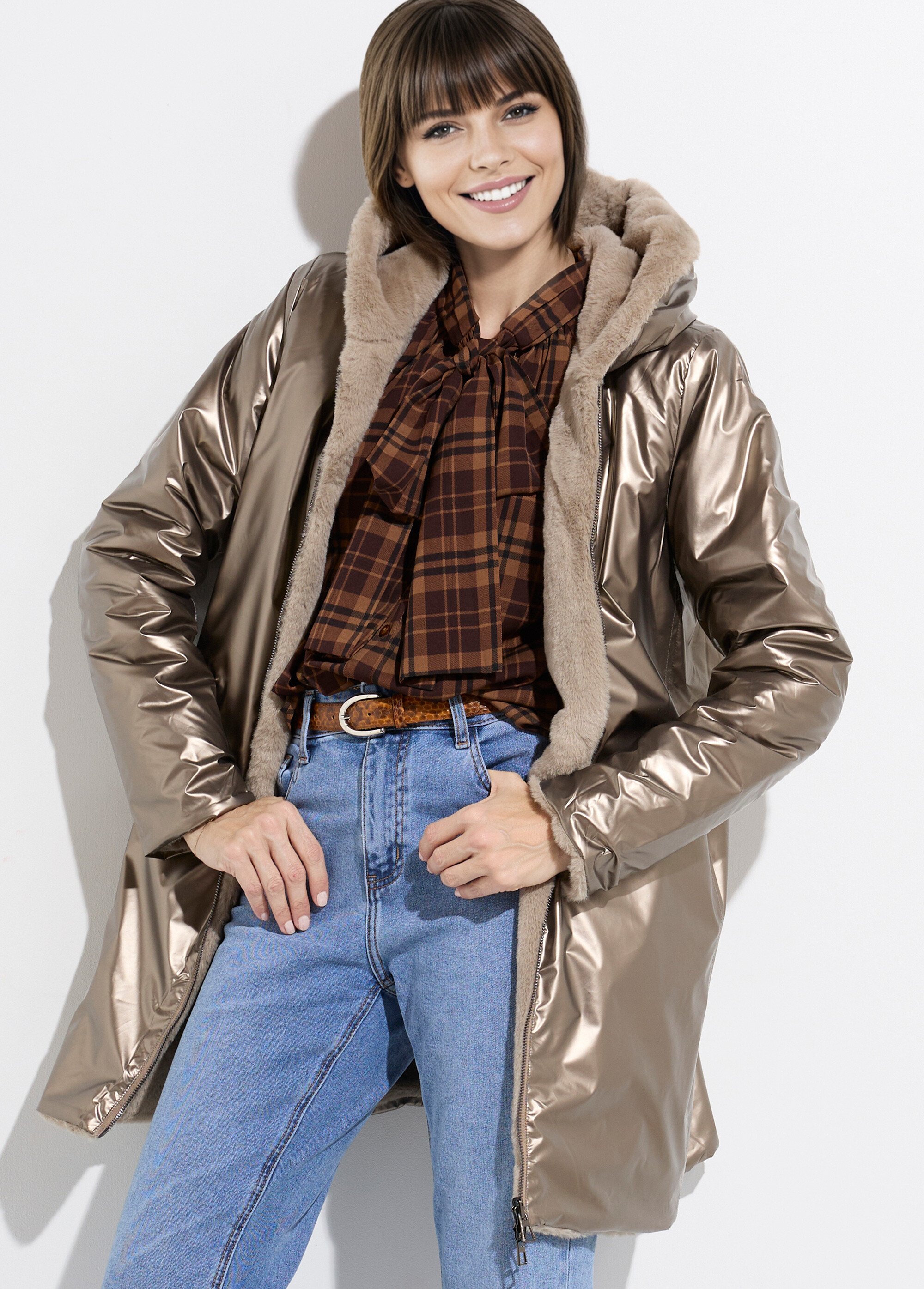 Parka réversible déperlant / fourrure 1 Femme Marron LJ-20032UNI MV1