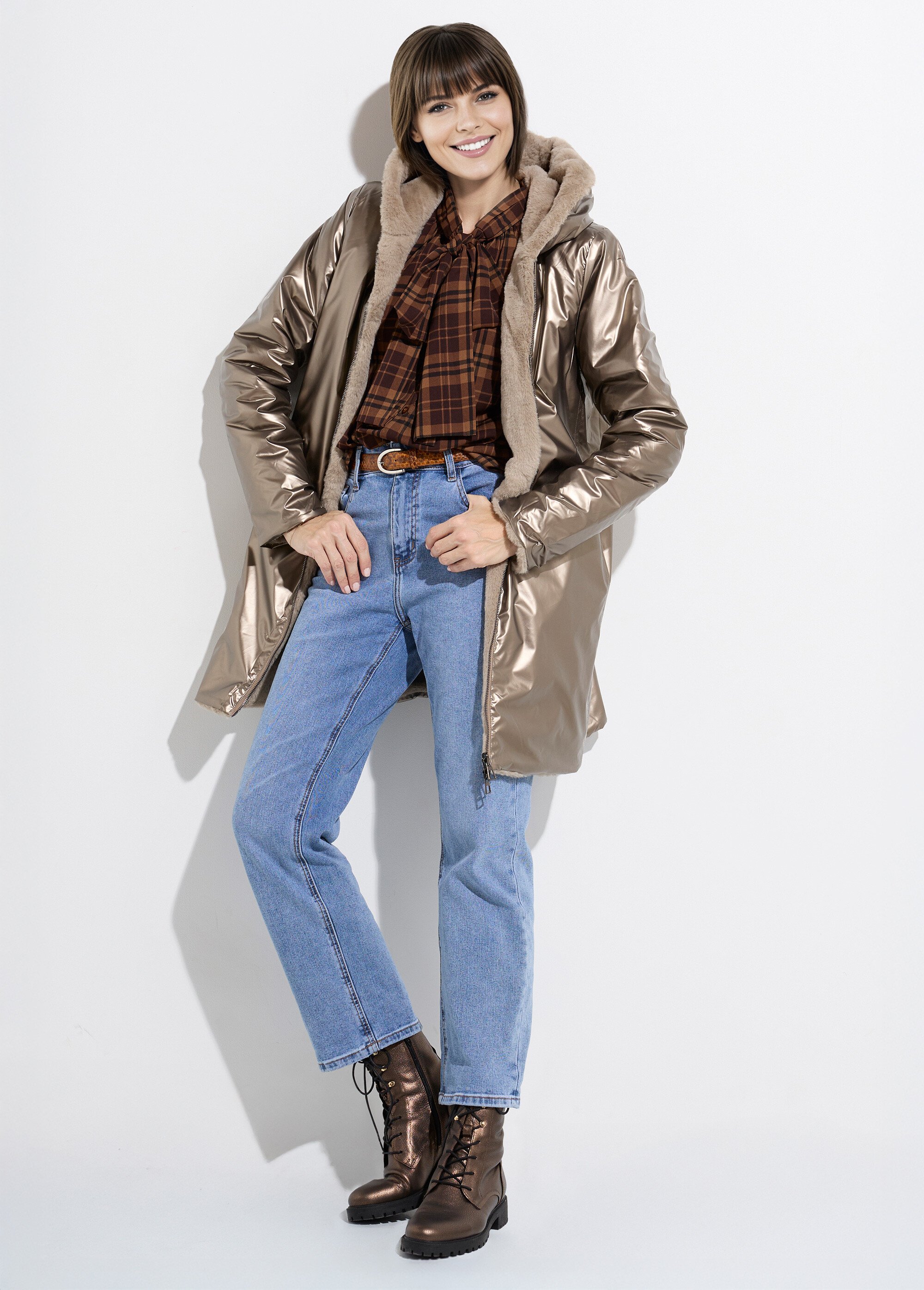 Parka réversible déperlant / fourrure 1 Femme Marron LJ-20032UNI SI1