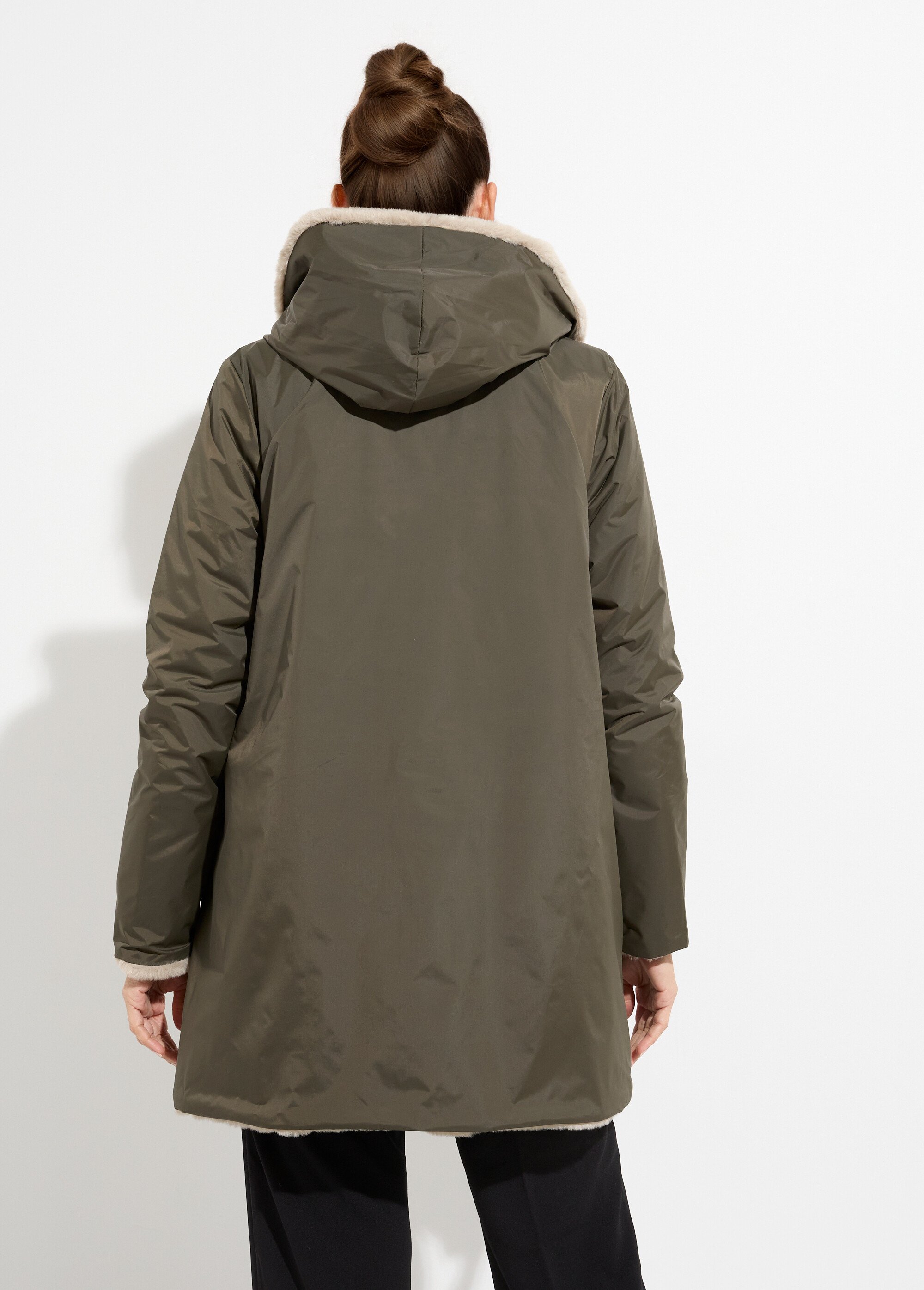 Parka réversible déperlant / fourrure 1K Femme Beige LJ-20032UNI DO1