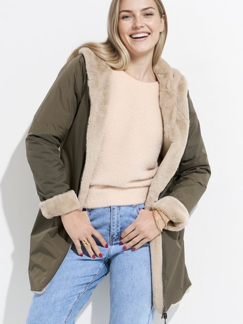 Parka réversible déperlant / fourrure 1 Femme Beige LJ-20032UNI MV1