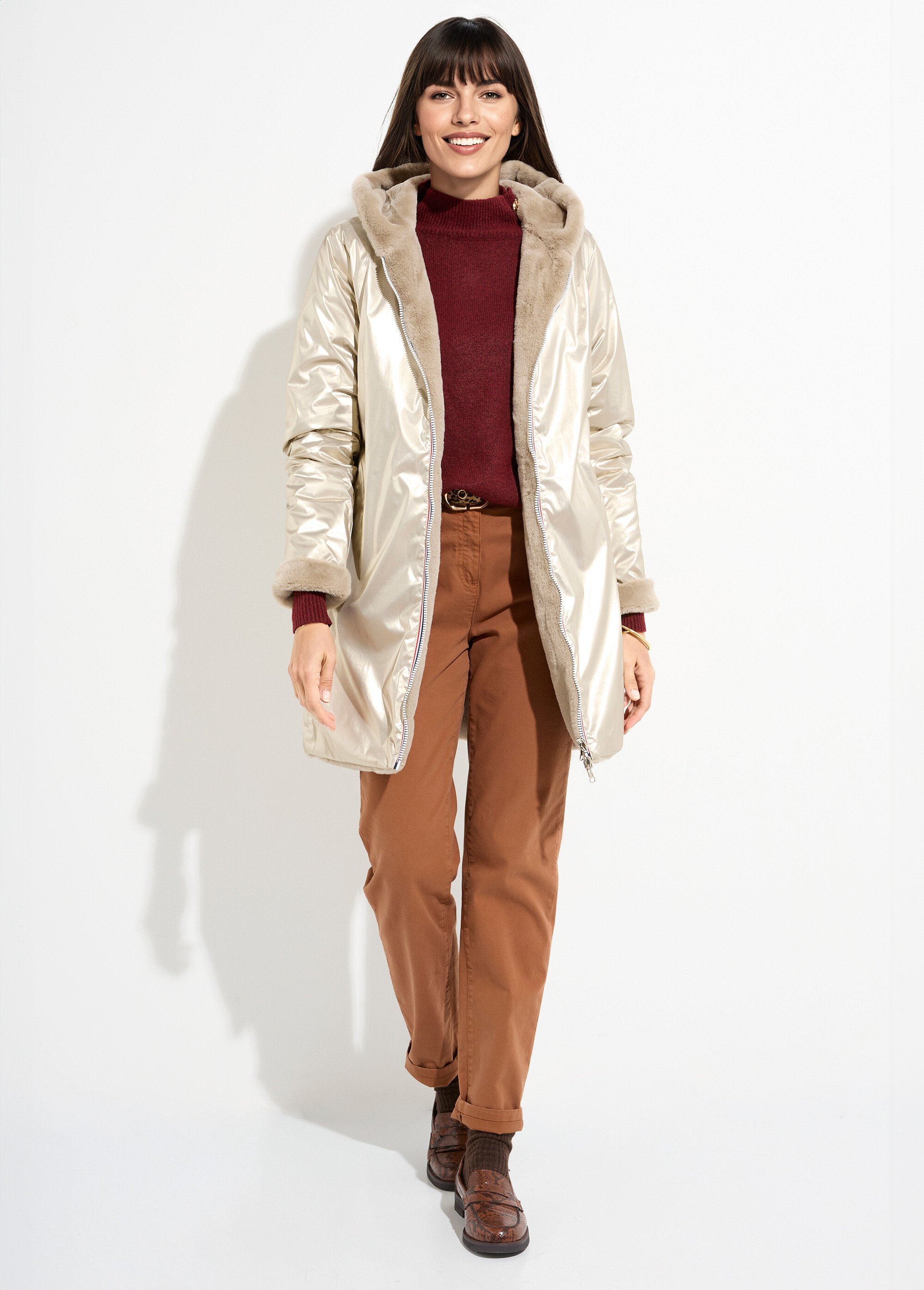 Parka réversible déperlant / fourrure 2D Femme Doré LJ-20032TRICO SF1